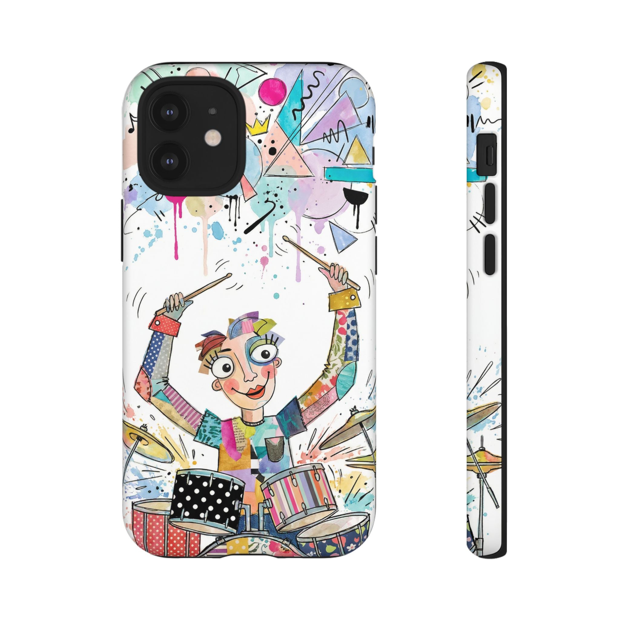 Drummer Boy iPhone Case | Colorful Cartoon Drum Kit Protective Cover