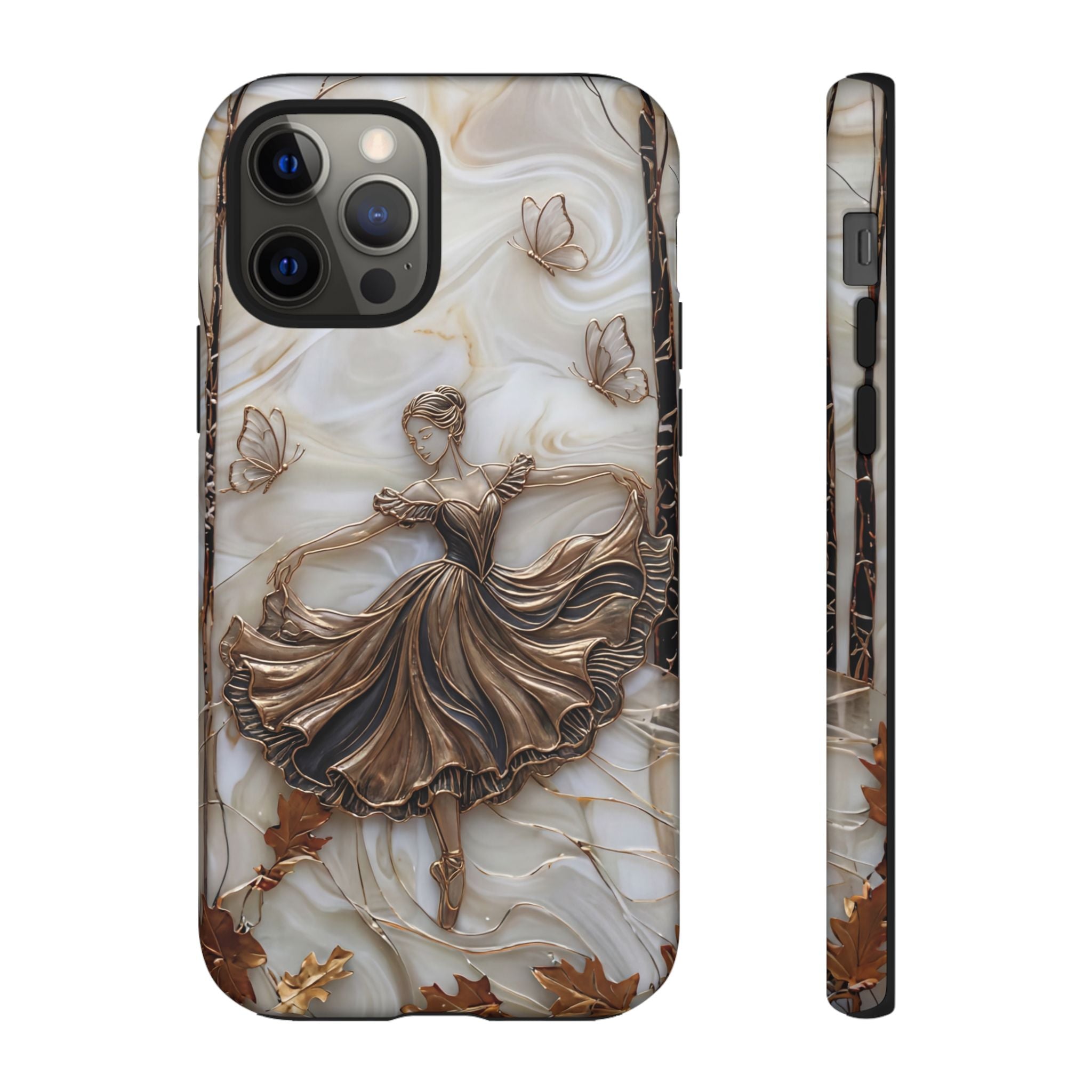 Elegant Bronze Ballerina Dance Design iPhone Case