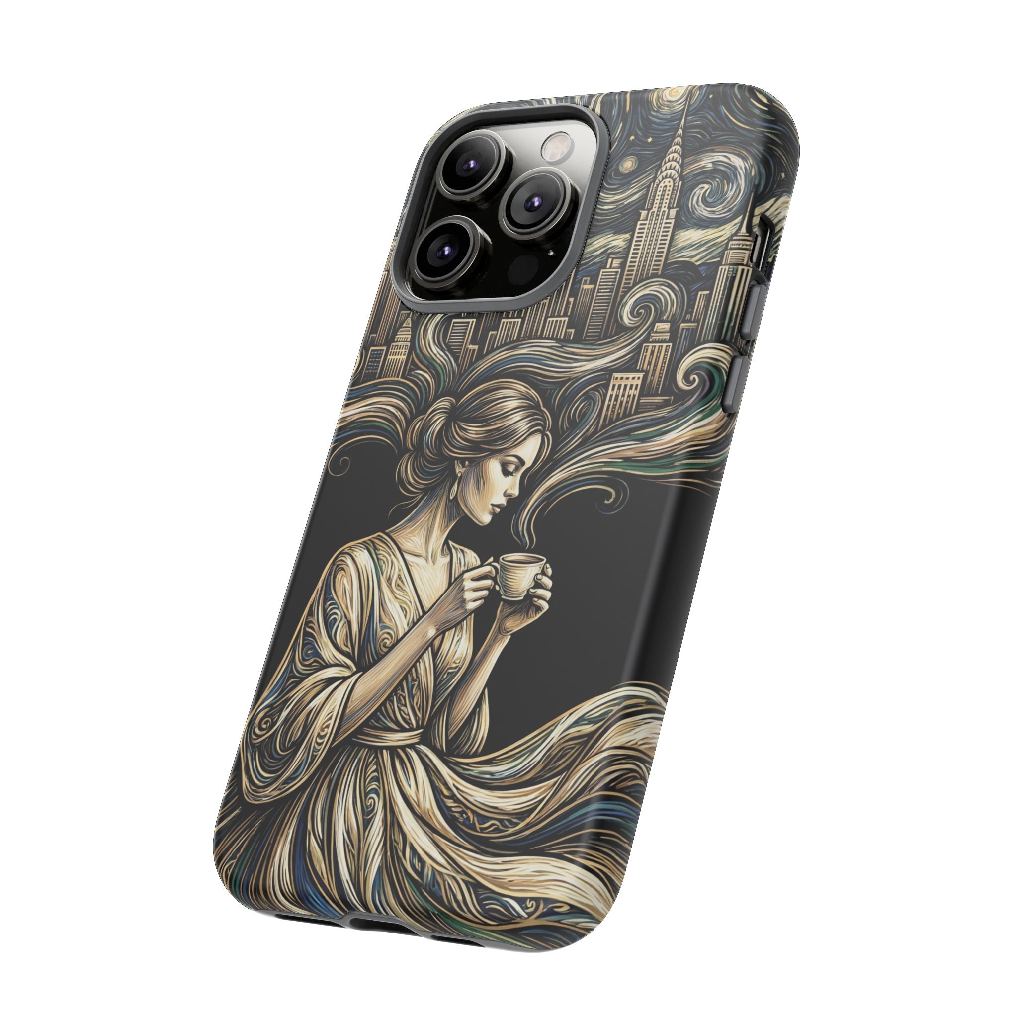 Vintage Cityscape Woman Tea Art iPhone Case