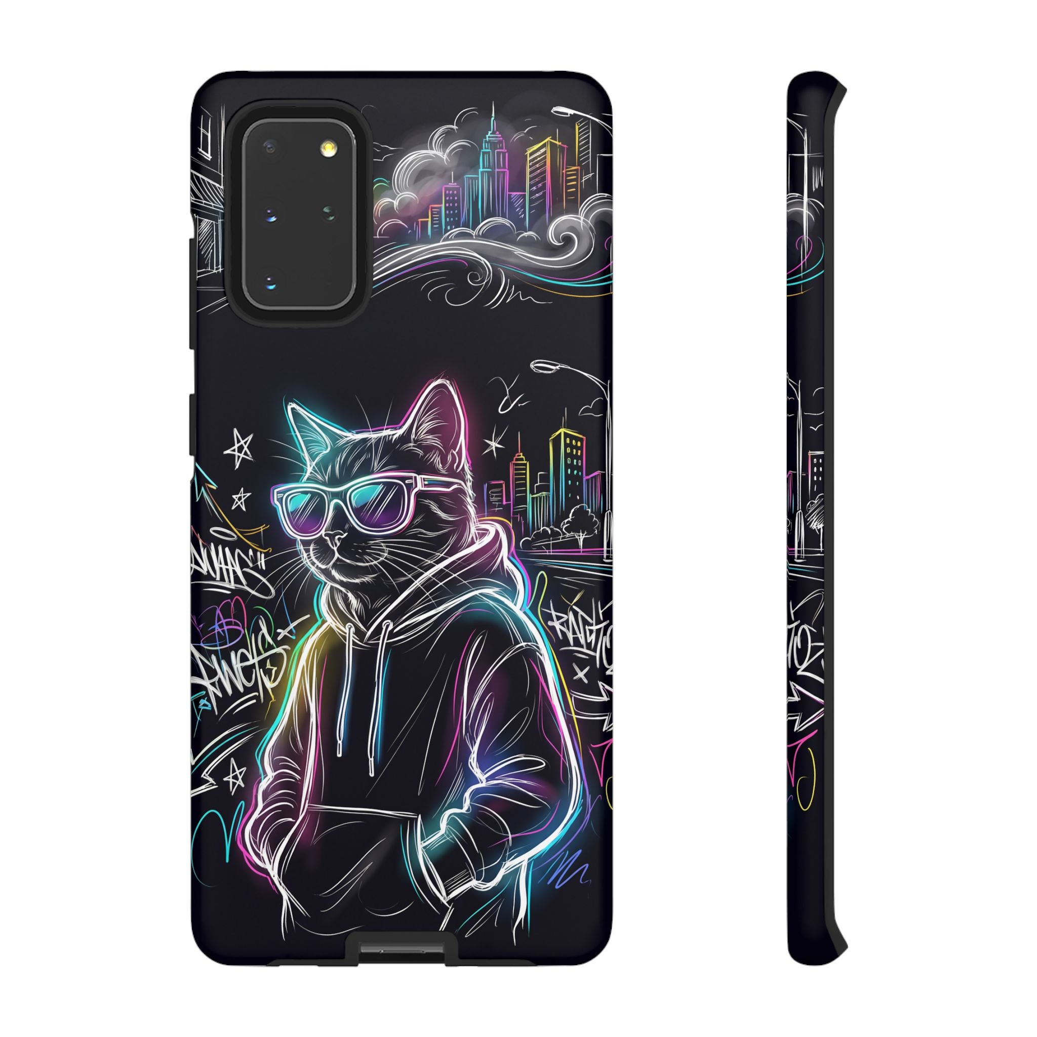 Cool Hoodie Neon Street Cat Samsung Galaxy Phone Case
