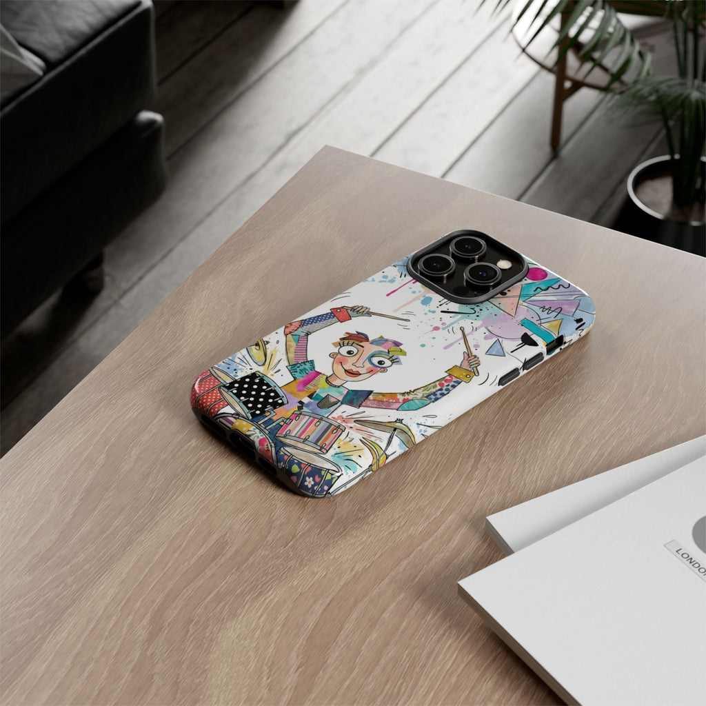 Drummer Boy iPhone Case | Colorful Cartoon Drum Kit Protective Cover
