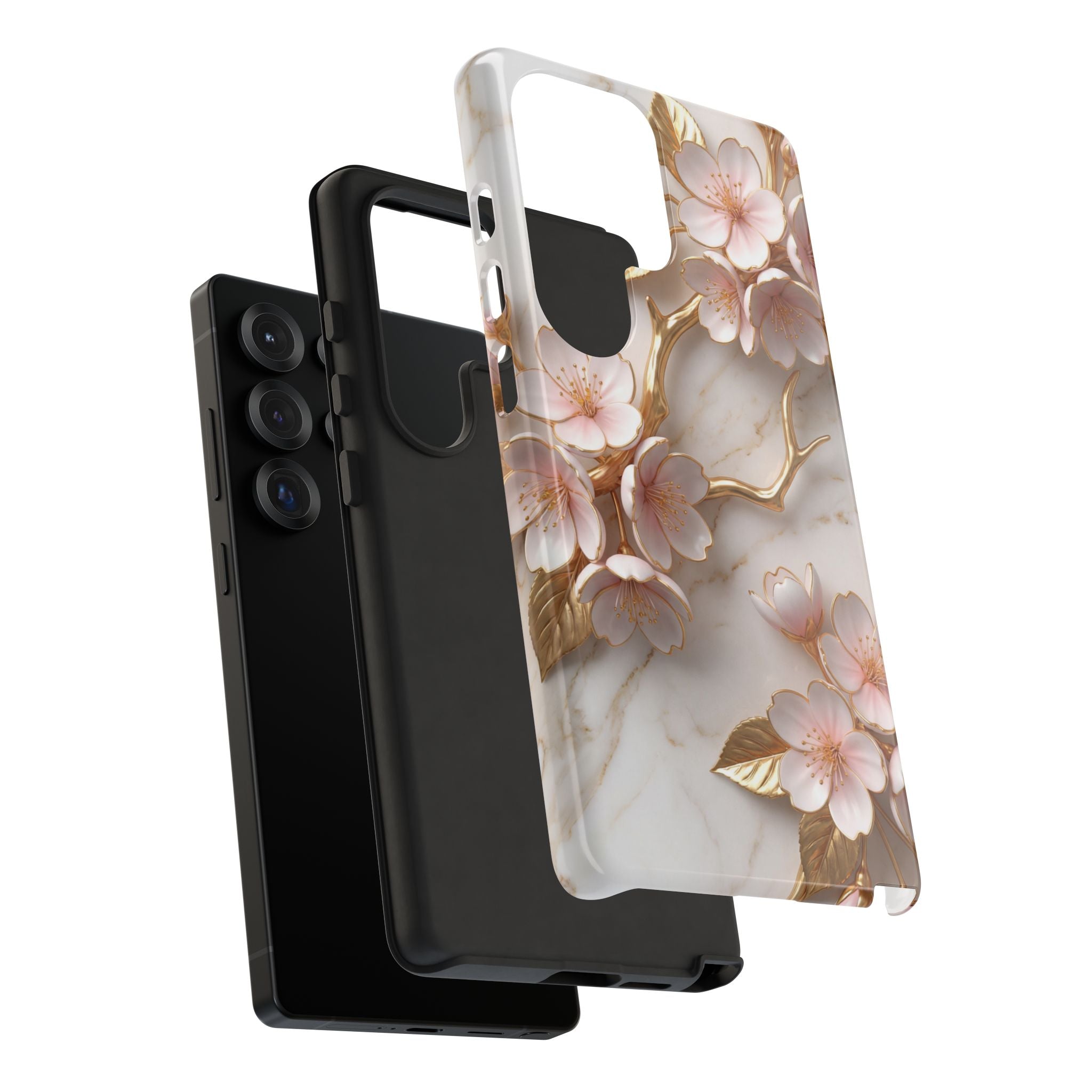 Floral Marble Samsung Galaxy Case — Sakura Gold Cherry Blossom Tough Case