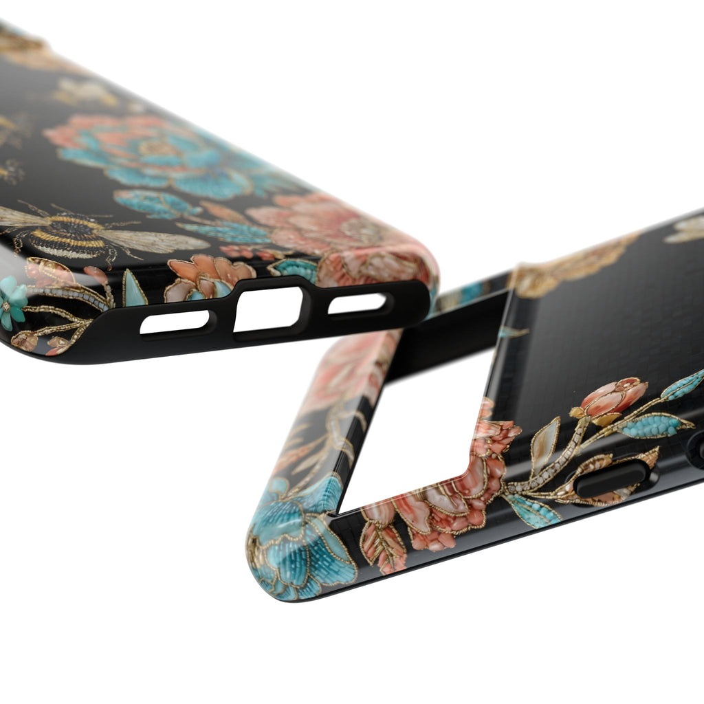 Cover per telefono Google Pixel "Api floreali" resistente | Copertura protettiva vintage Rose e Bombo