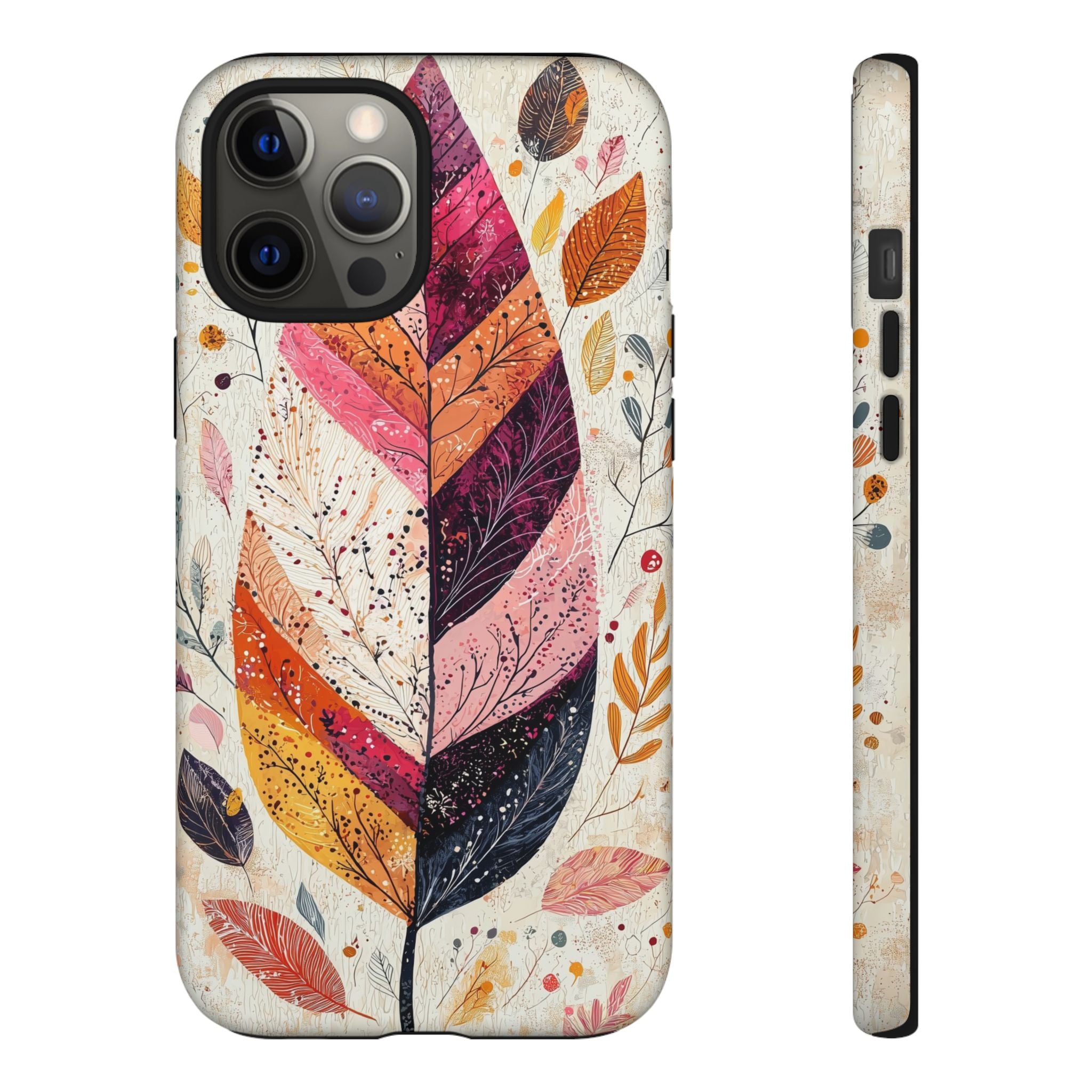 Autumn Leaf Tough iPhone Case | Watercolour Feathered Fall Design