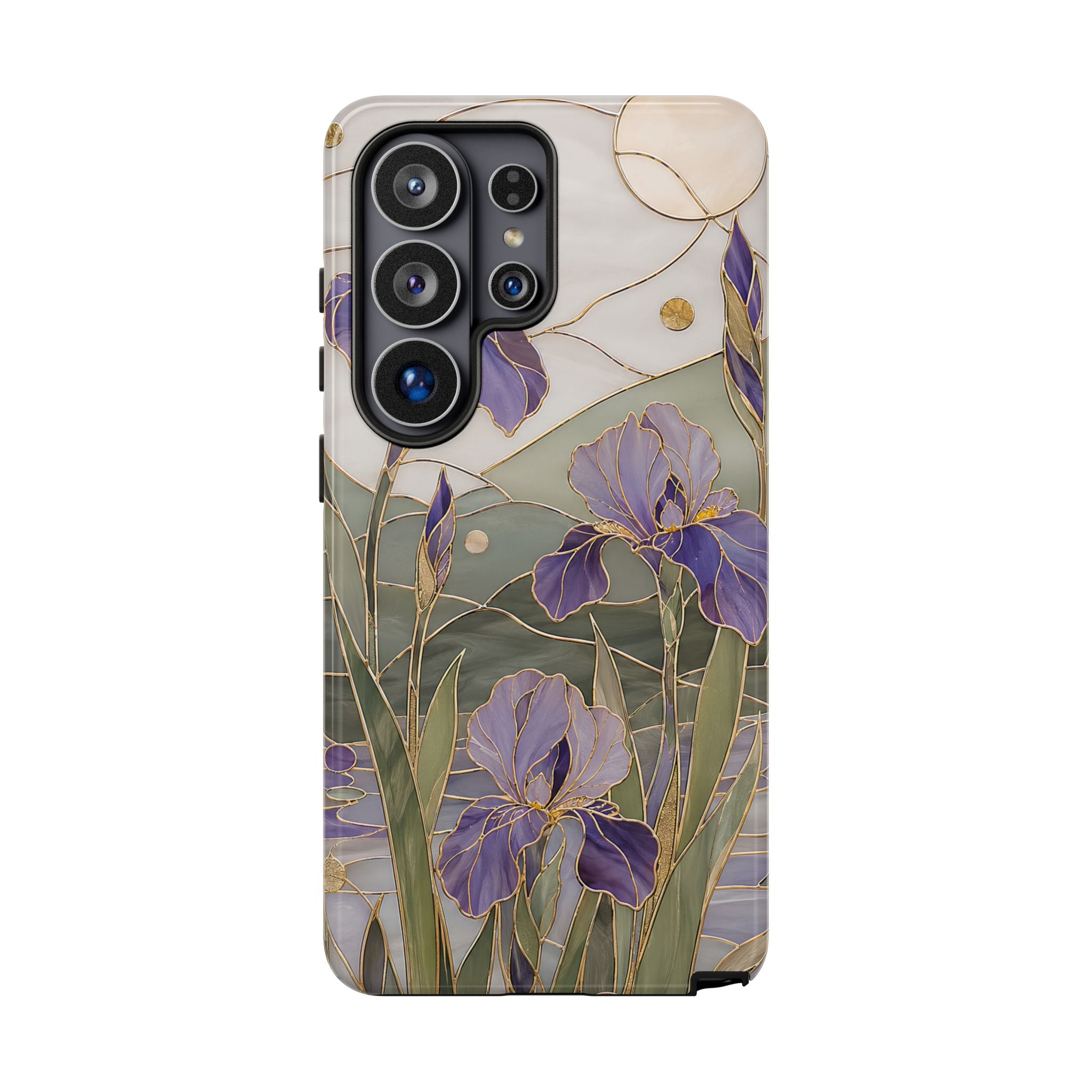 Stained Glass Iris Samsung Galaxy Phone Case | Purple Floral Phone Case