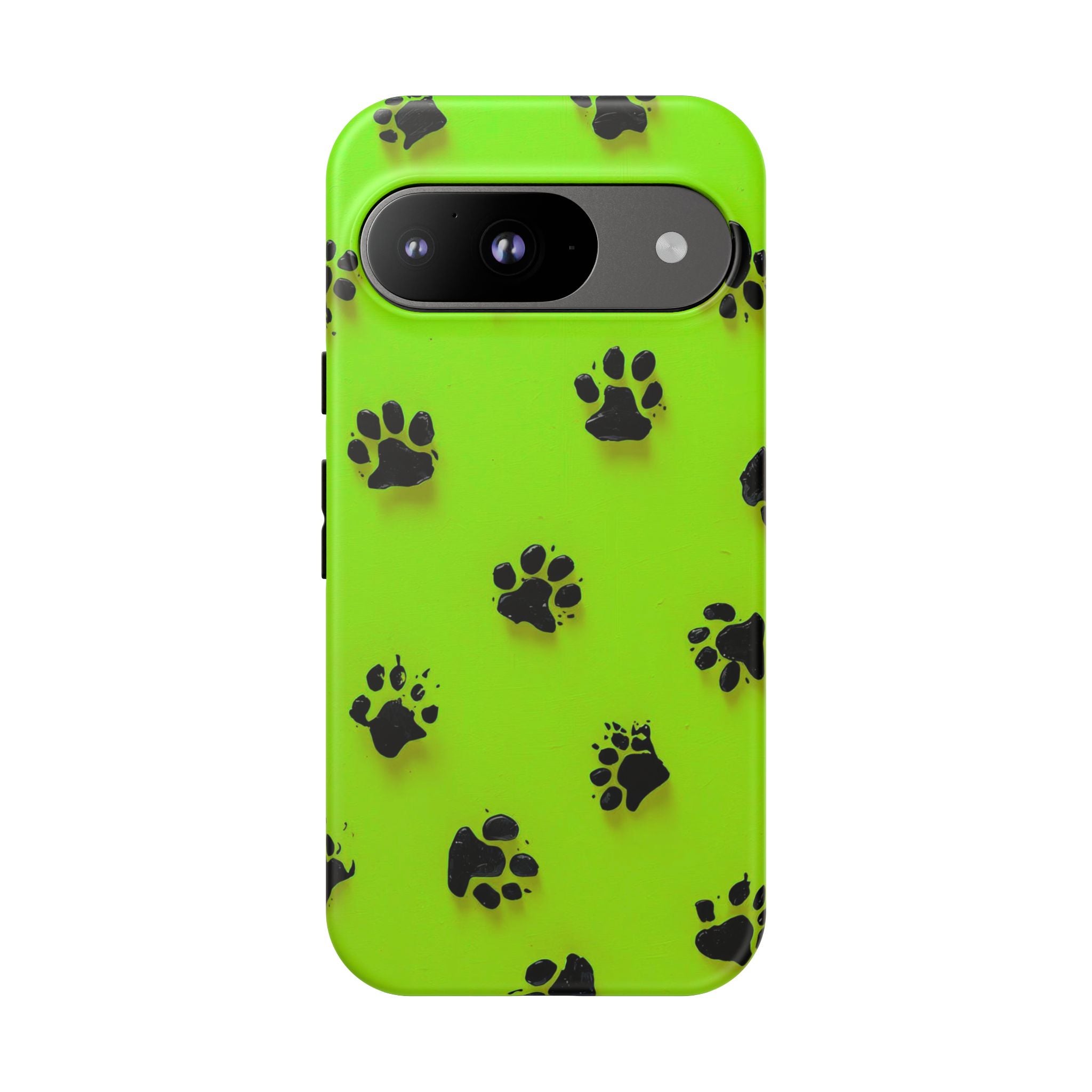 Neon Paw Print Tough Google Pixel Case — Shockproof Pet Lover iPhone Cover