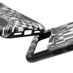 Checkerboard Face Tough Google Pixel Case — Black & White Surreal Art Protective Cover