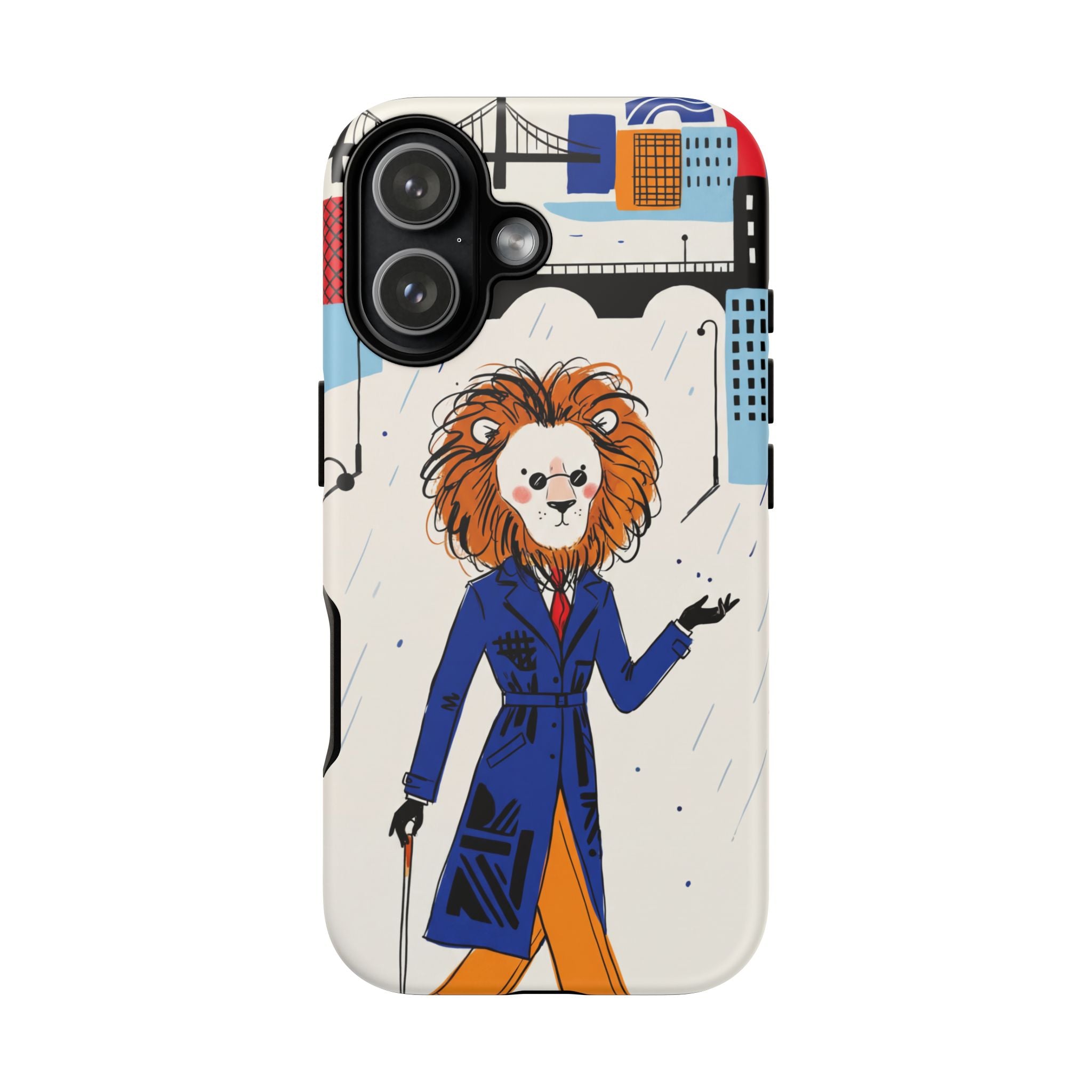 Lion Gentleman iPhone Case | Dapper Lion in City Rain