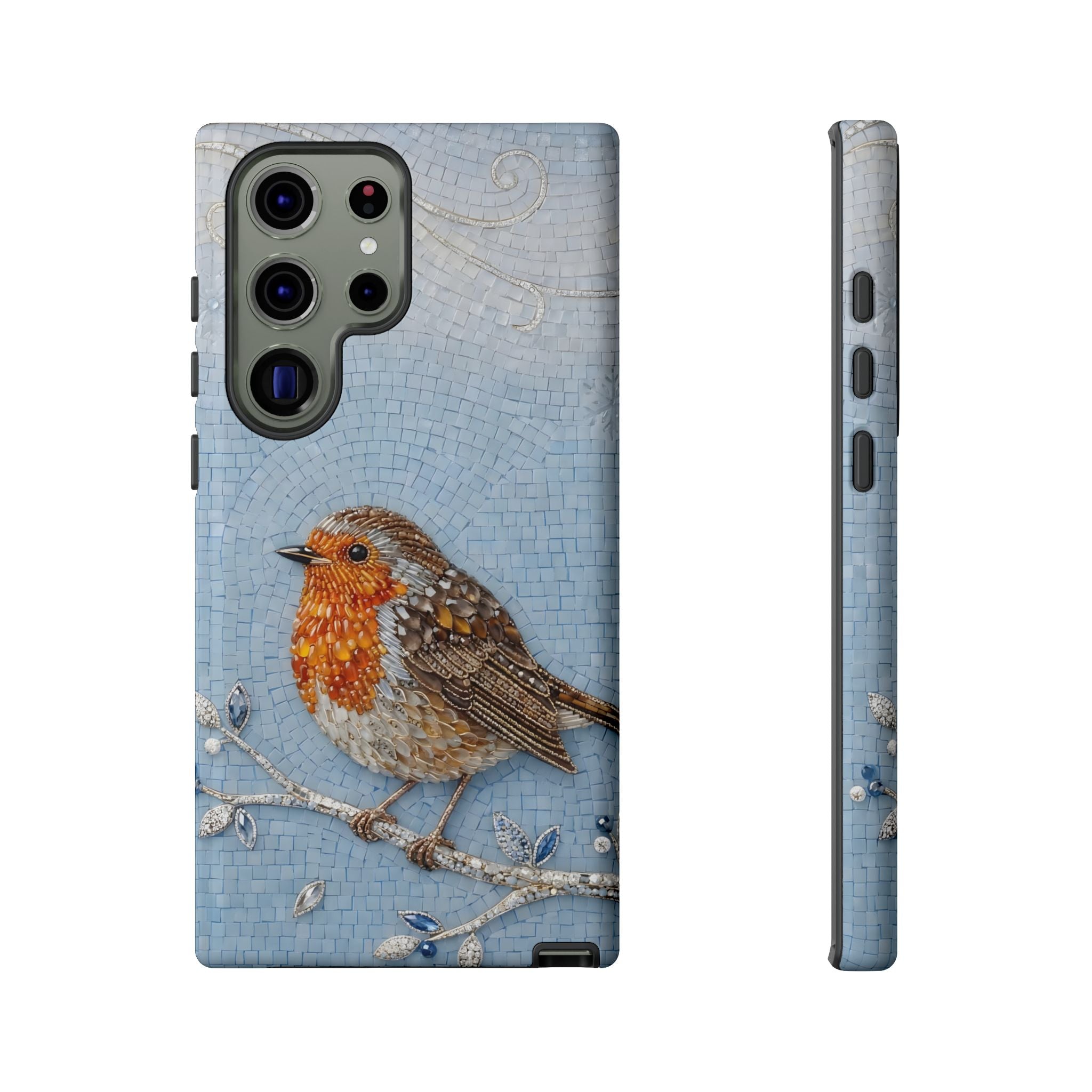 Robin Winter Samsung Galaxy Phone Case — Protective Floral Bird Design