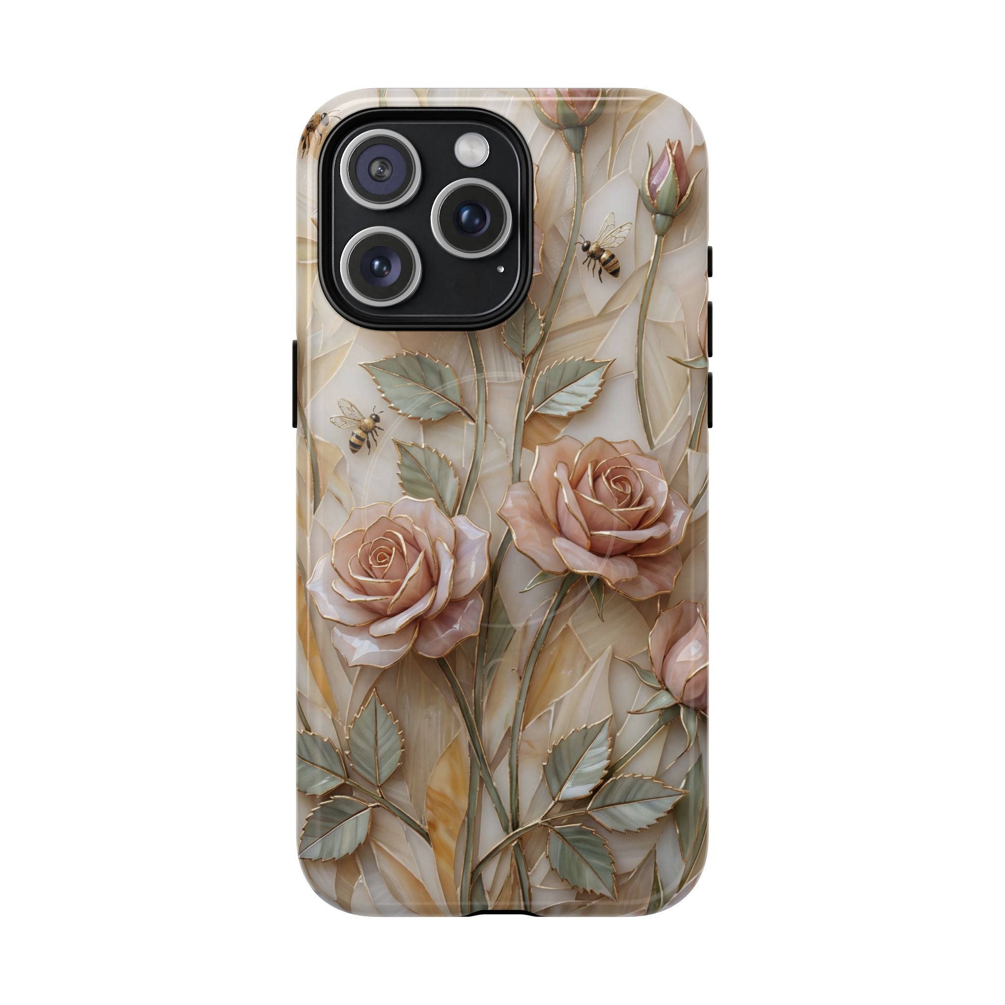 Floral Rose Tough MagSafe iPhone Case — Vintage Blush Protective Cover