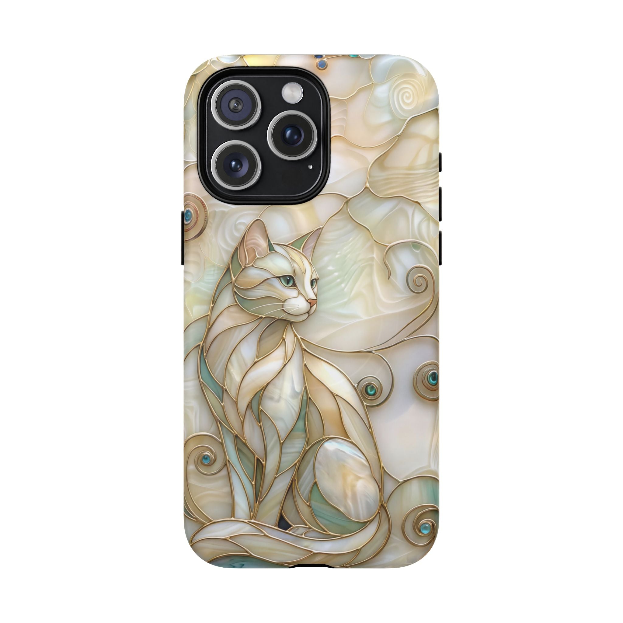Art Nouveau Cat Phone Case | Elegant Stained-Glass Style Tough MagSafe Case