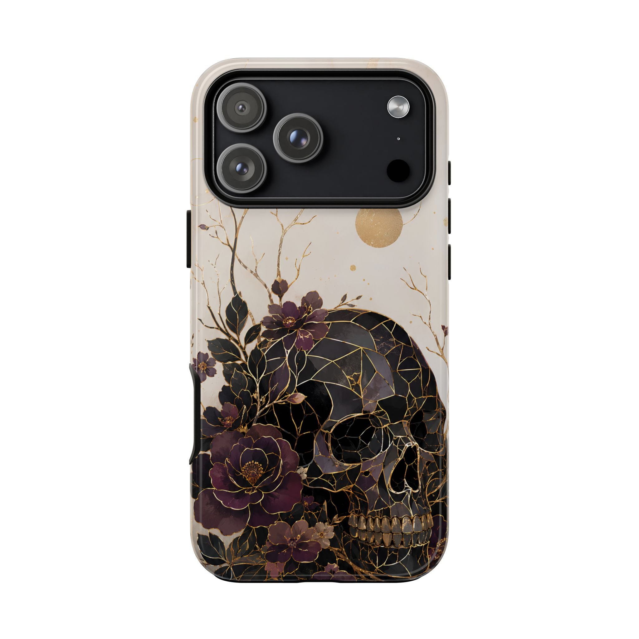 Gothic Skull iPhone Case | Dark Floral Rose Art Cover