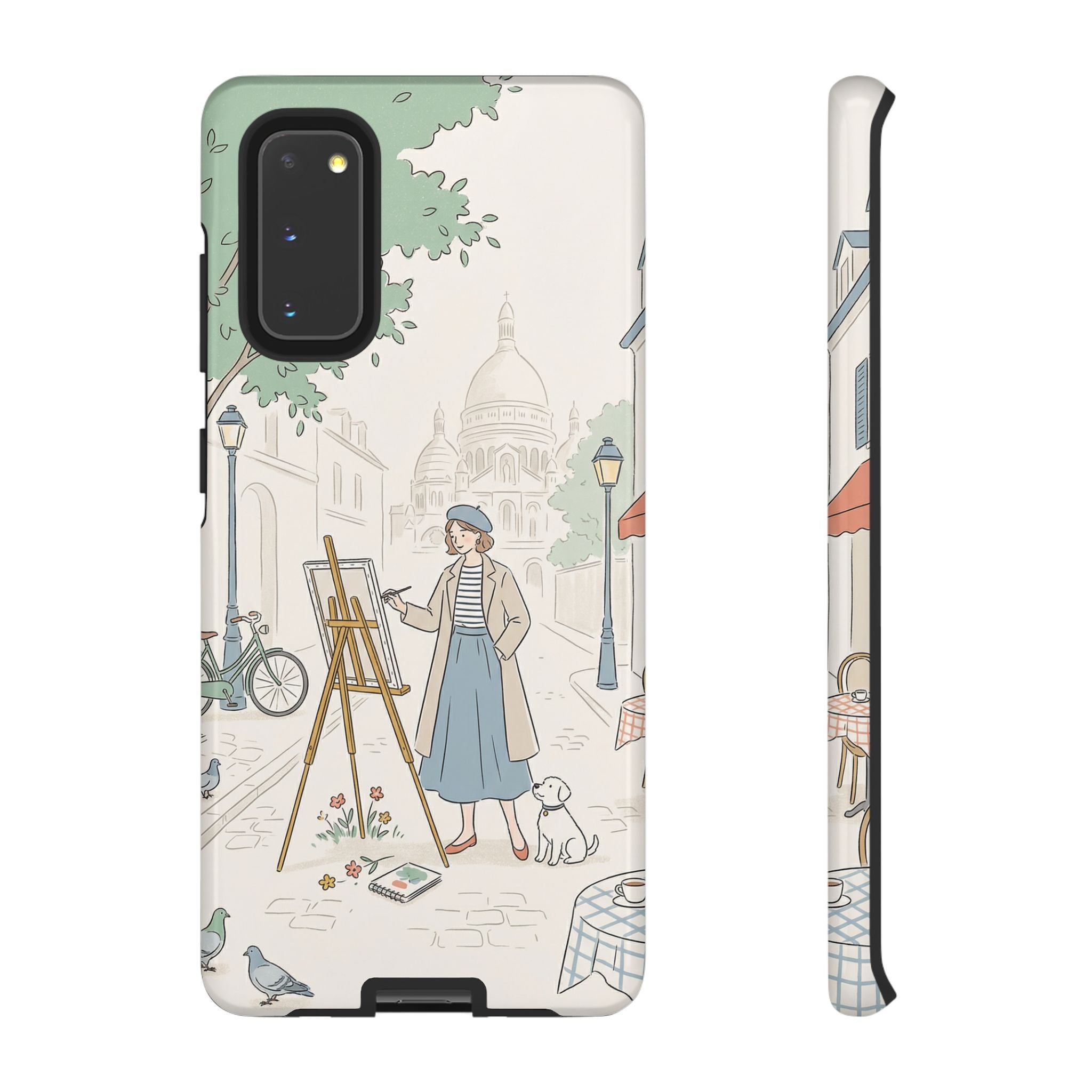 Artist in Paris Samsung Galaxy Phone Case | Vintage Painter Street Scene Protective Cover