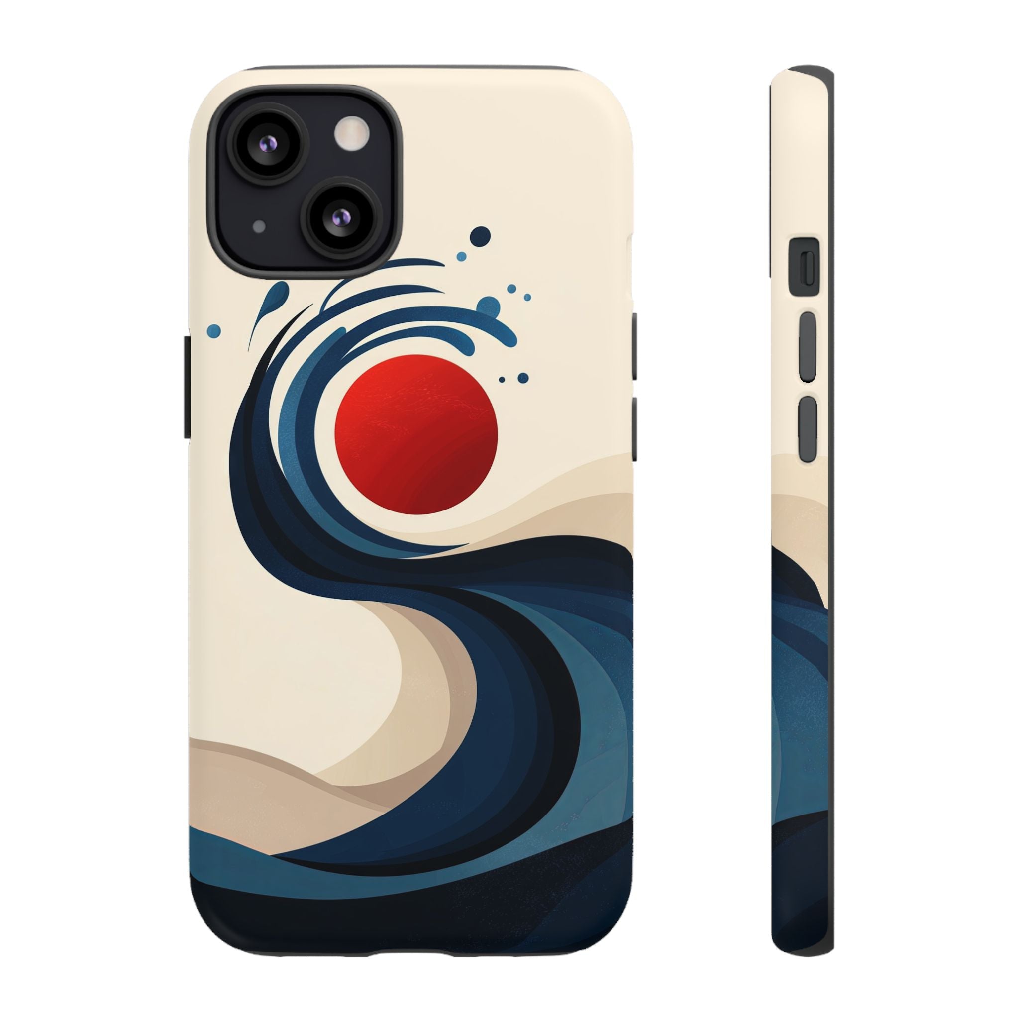 Abstract Wave iPhone Case | Red Sun Ocean Art