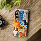 Colorful Dogs Pattern Samsung Galaxy Phone Case | Cute Watercolor Puppy Design Tough Case