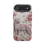 Cover iPhone "Luna Leopardata Floreale" | Custodia Protettiva Botanica Vintage Rosa