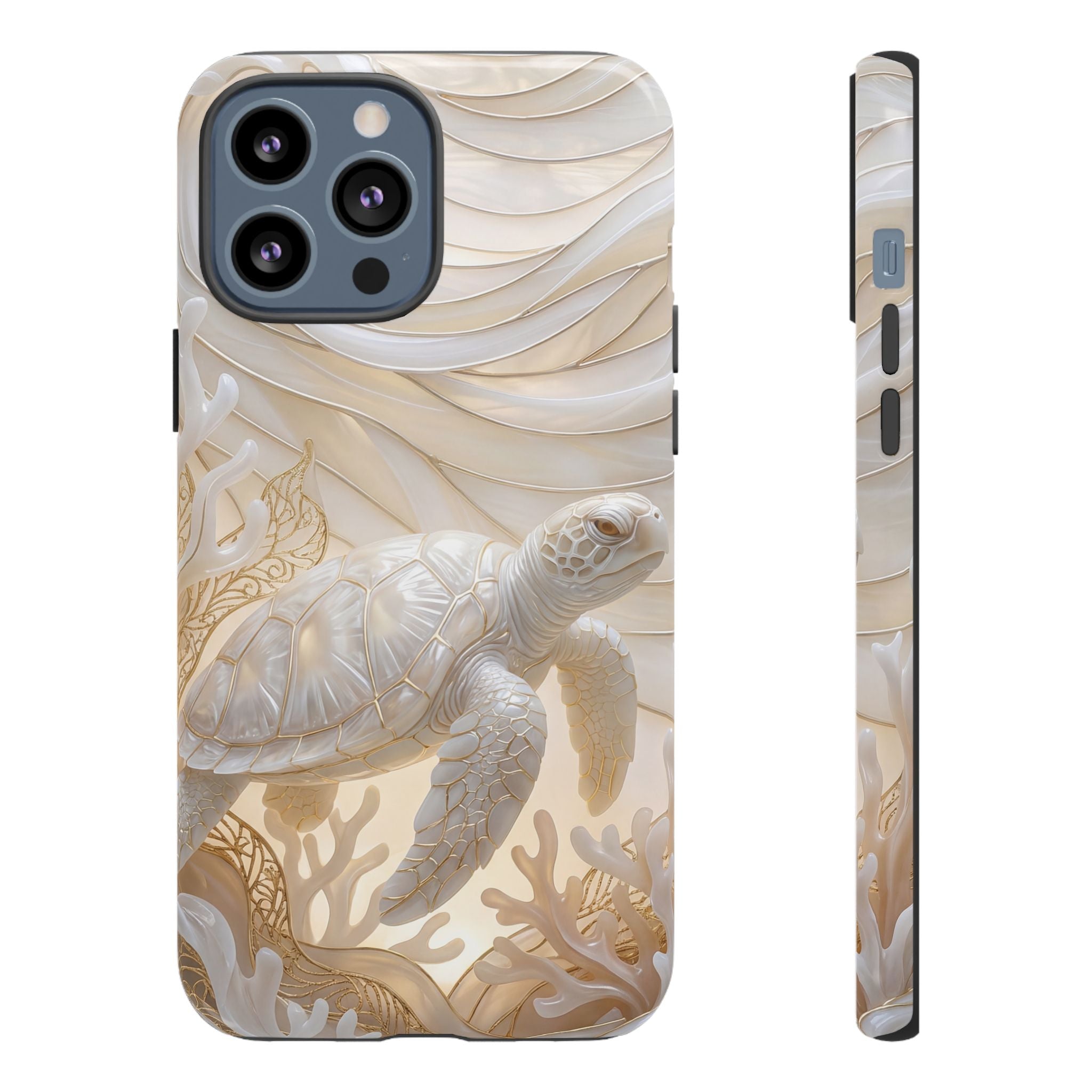 Sea Turtle Tough iPhone Case — Elegant Nautical Coral Design
