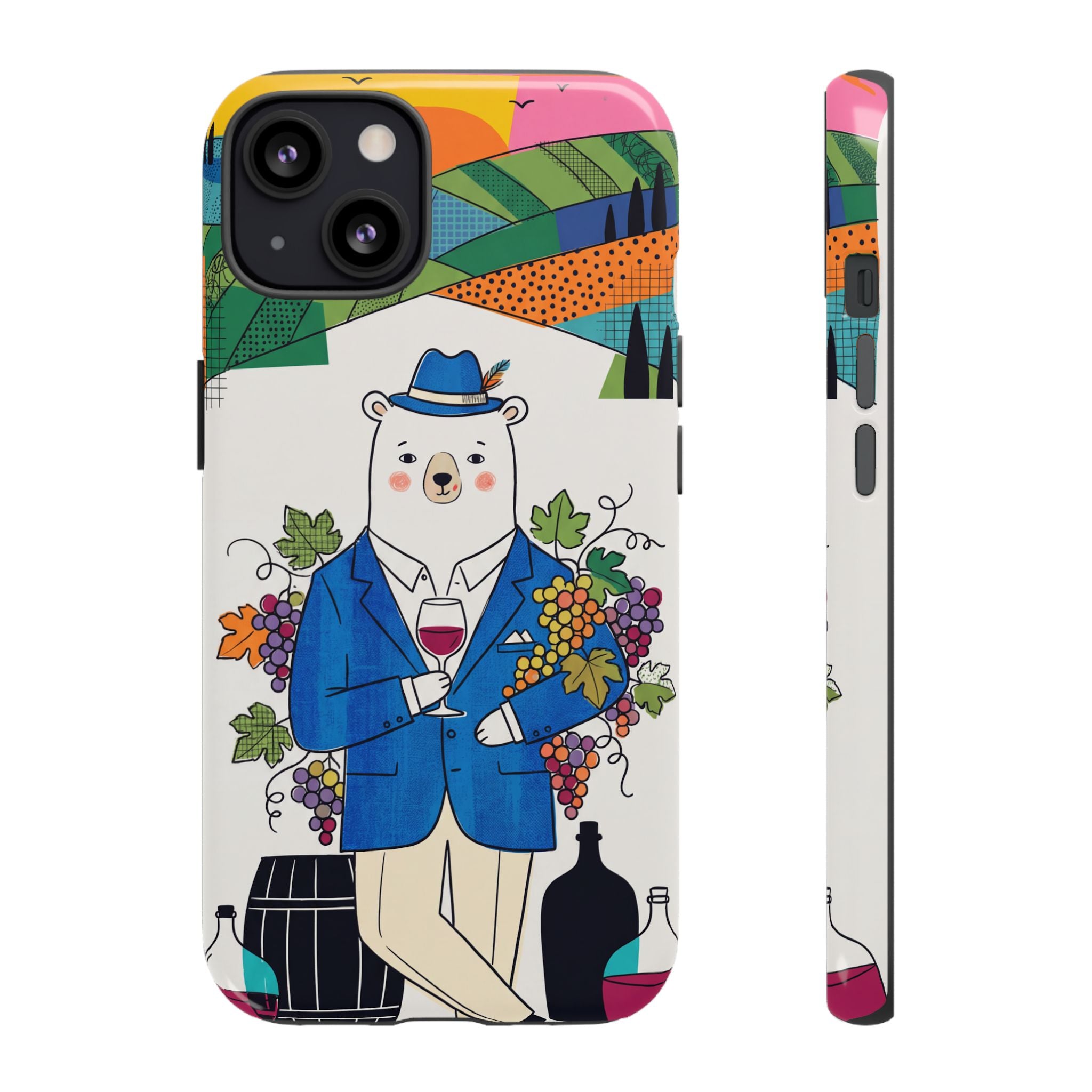 Dapper Polar Bear Wine Lover Illustrated Protective iPhone Case