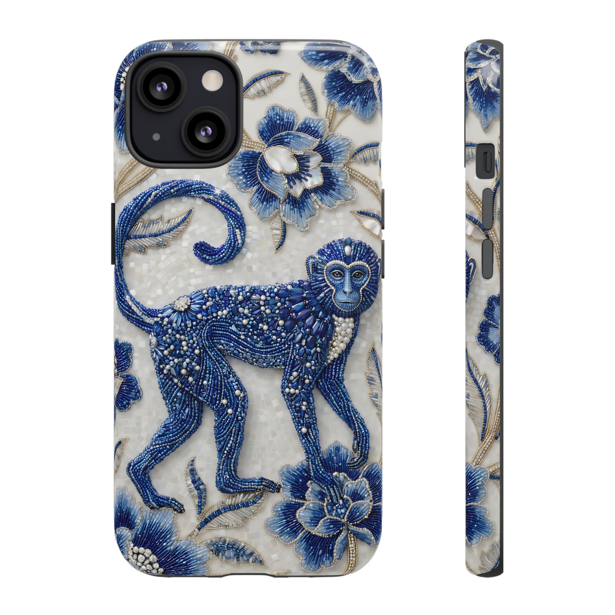 Asian Zodiac Monkey iPhone Case | Blue & White Porcelain Art Protective Case | Year of the Monkey Gift