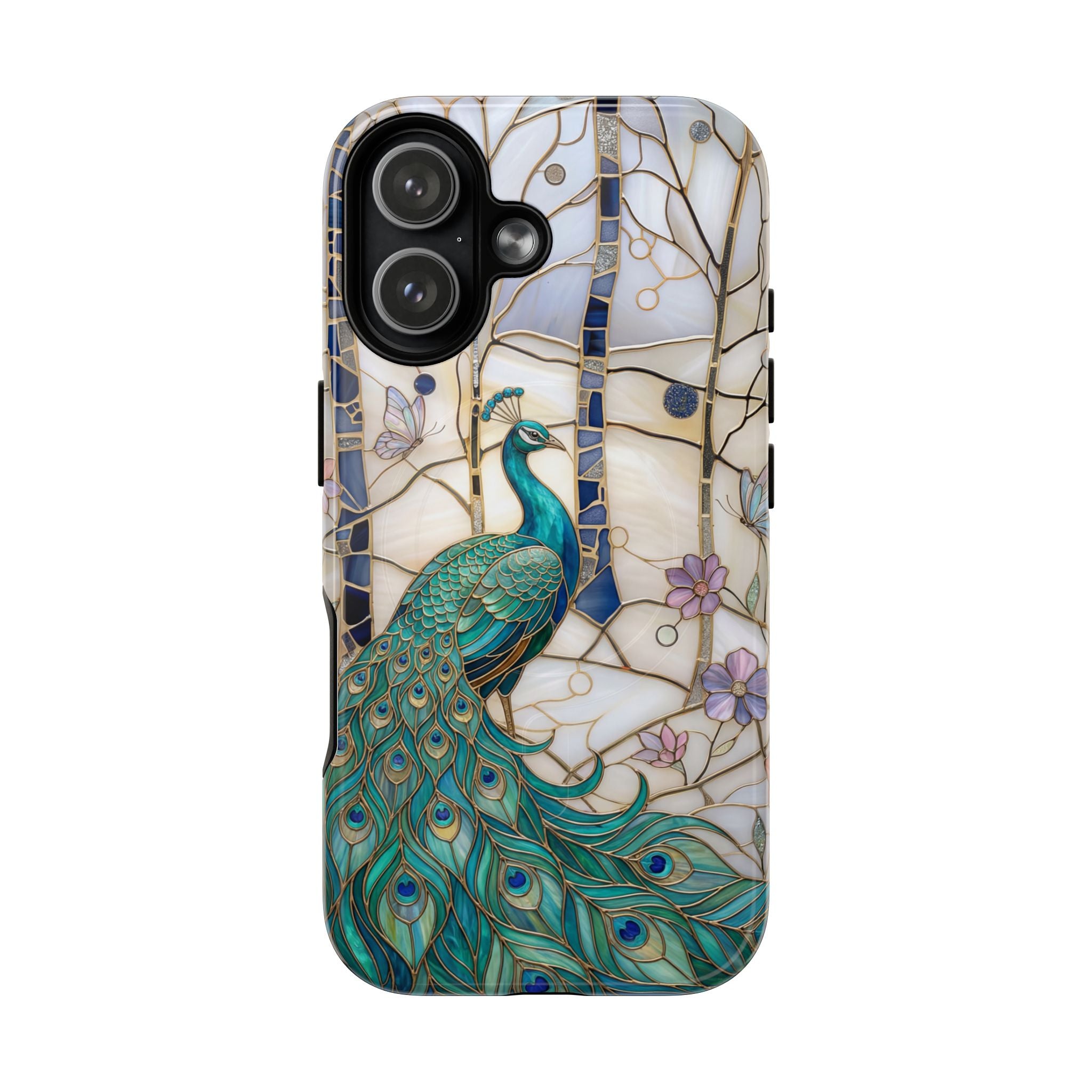 Peacock Stained Glass Tough MagSafe Phone Case