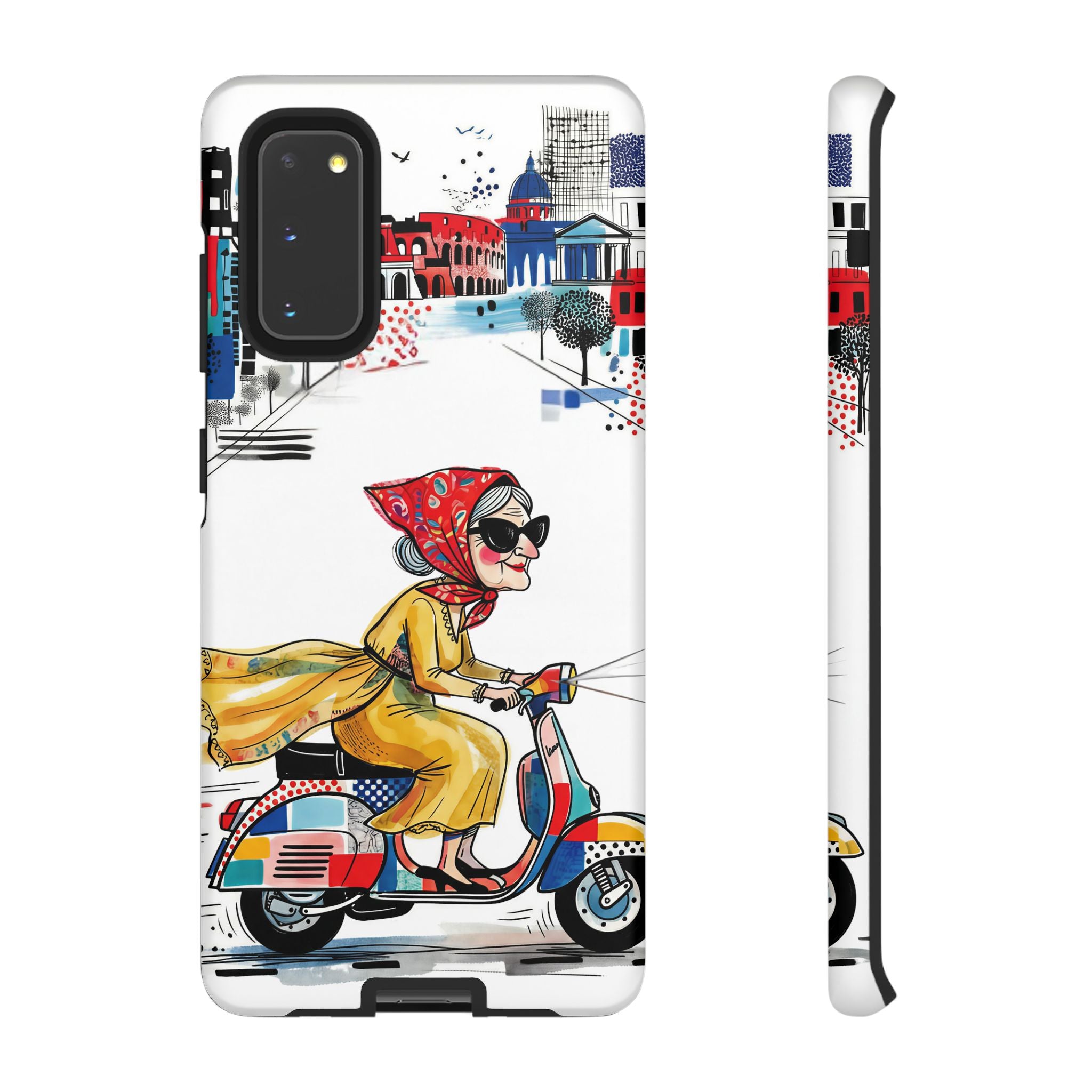 Vintage Vespa Granny Samsung Galaxy Phone Case | Retro Scooter Travel iPhone Cover