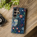 Owl Floral Samsung Galaxy Phone Case | Navy Botanical Protective Phone Cover