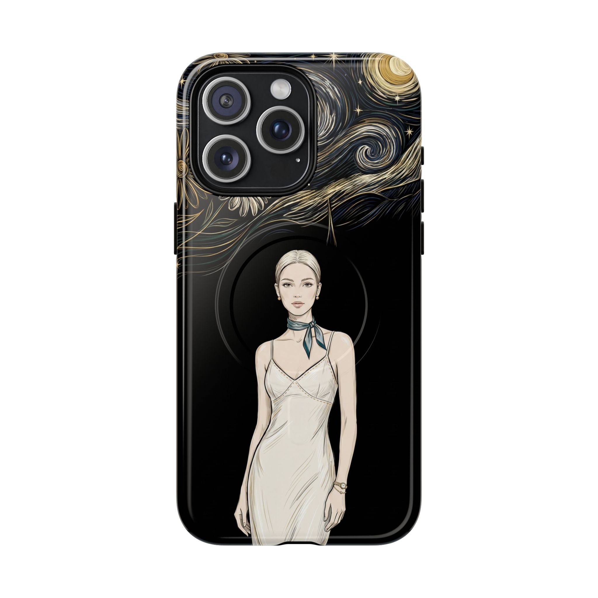 Starry Night Fashion MagSafe iPhone Case | Elegant Woman Illustration
