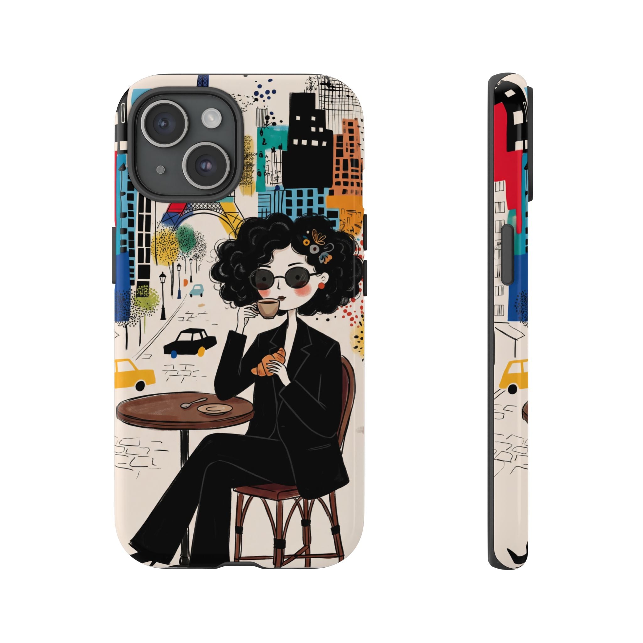 Paris Cafe Chic iPhone Case | Stylish Woman Illustration iPhone Cover