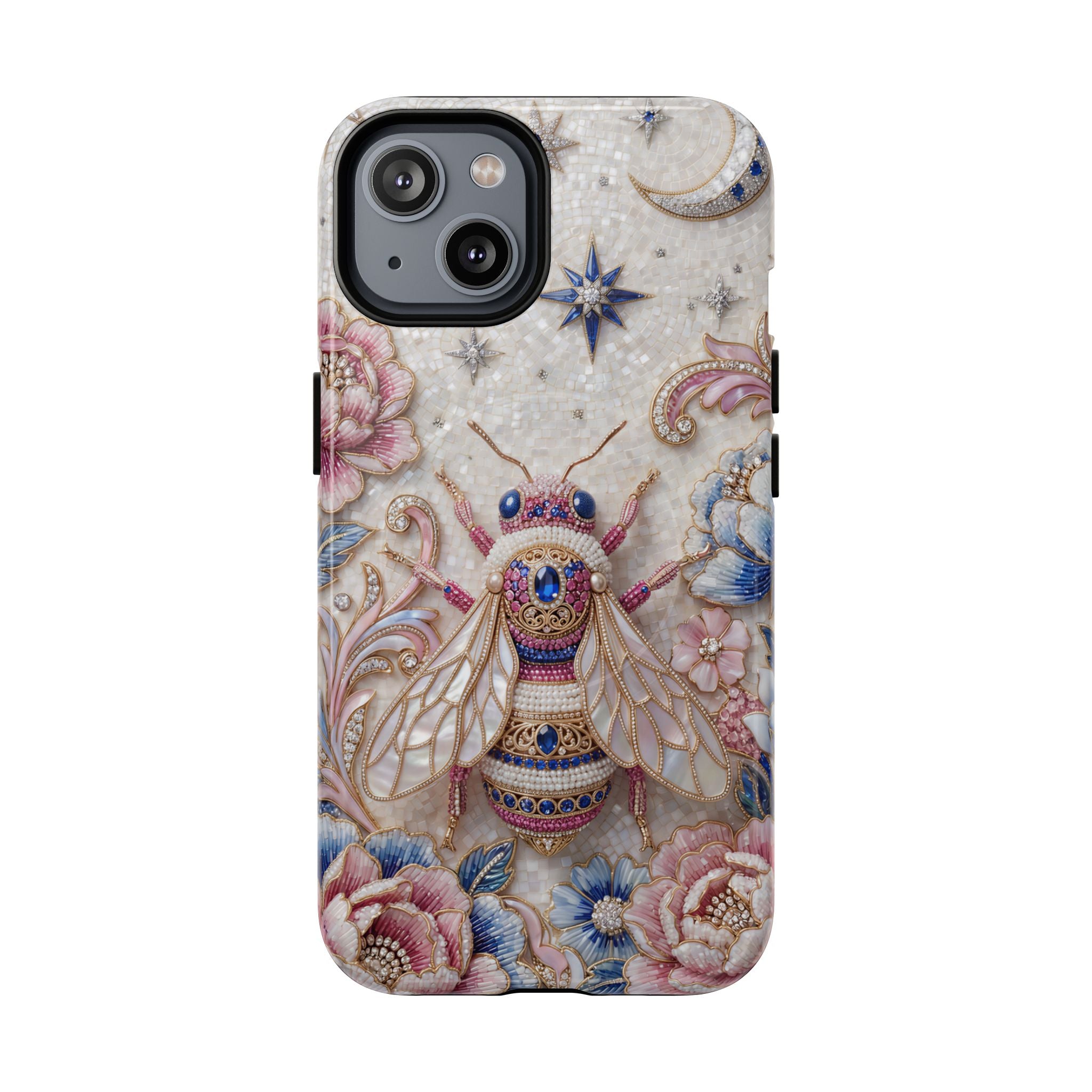 Floral Bee Moon Tough MagSafe iPhone Case | Protective Artistic iPhone Cover