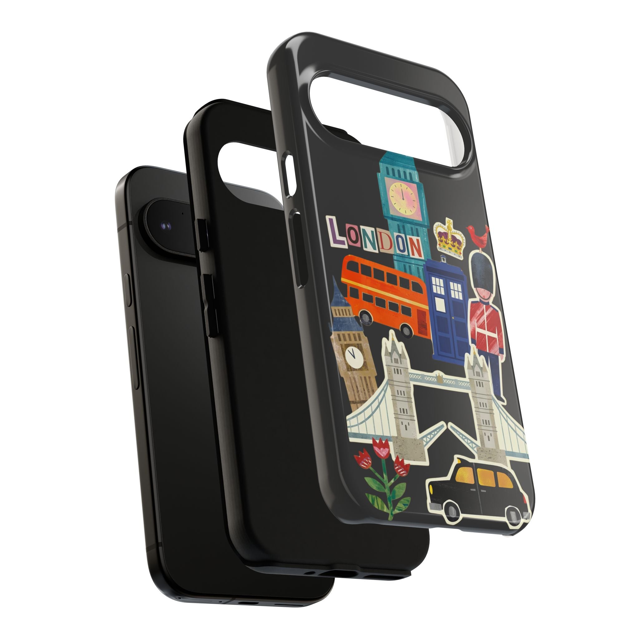London Travel Google Pixel Phone Case Aesthetic Sticker Collage Cute Retro City Cover