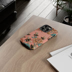 Floral Bee Tough iPhone Case | Vintage Pink Garden Protective Cover