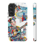 Custodia per Samsung Galaxy per Musicisti Artistici | Custodia Resistente con Chitarra Colorata e Paesaggio Urbano