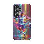 Soccer Player Neon Art Samsung Galaxy Phone Case | Vibrant Football Kick Protective Cover