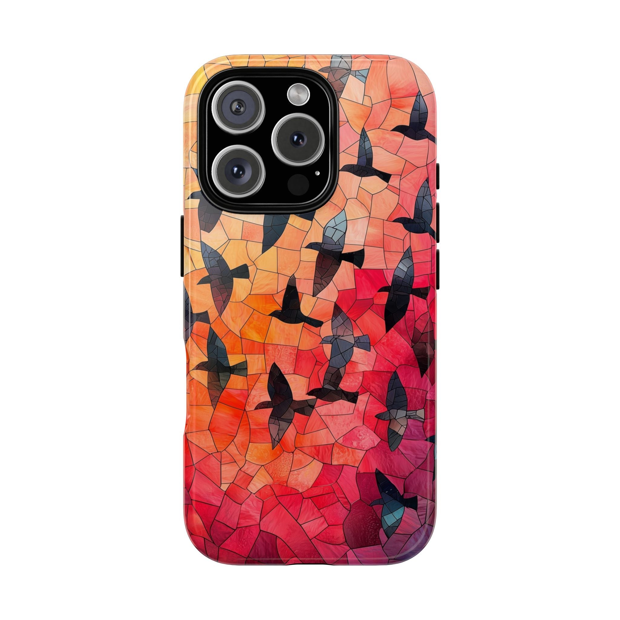Stained Glass Mosaic Sunset Birds iPhone Case