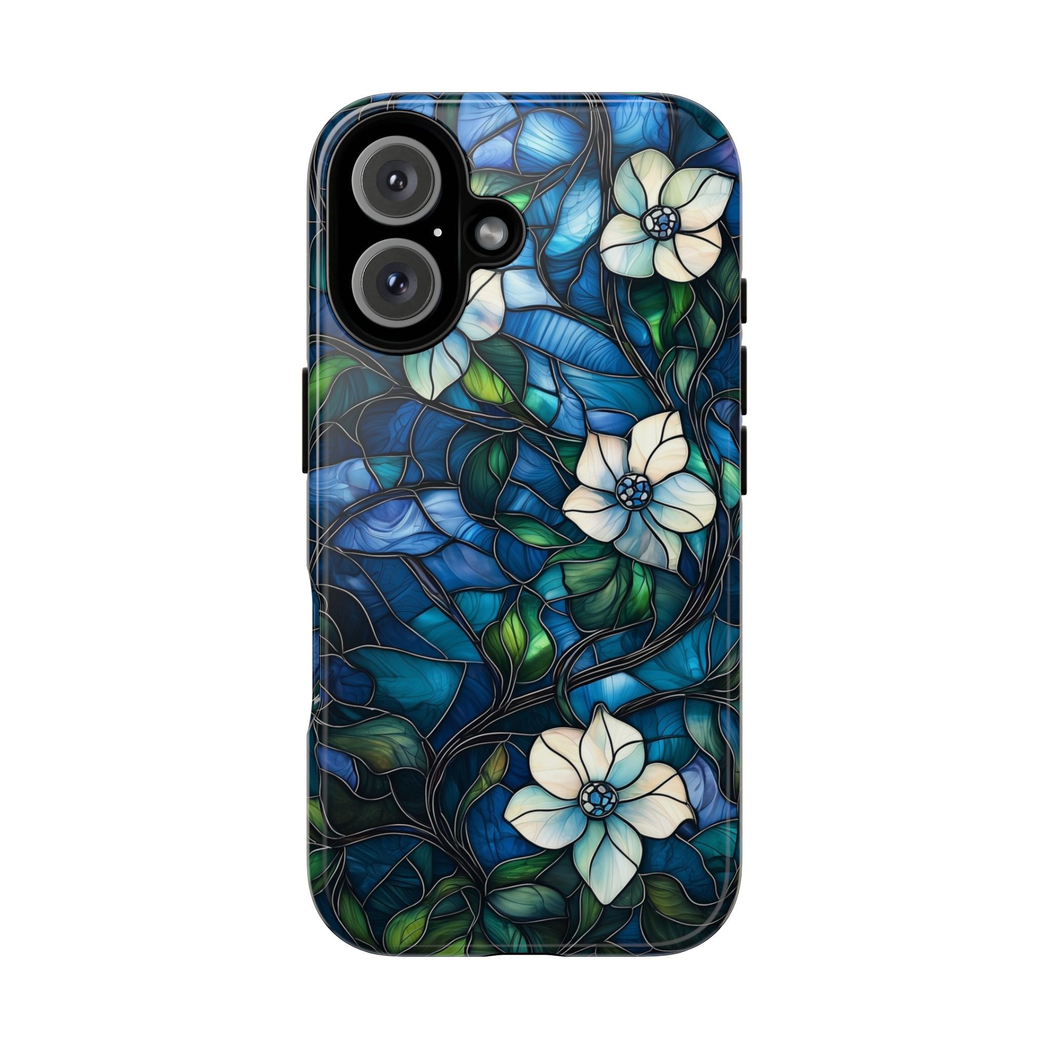 Floral Stained Glass iPhone Case – Blue Garden