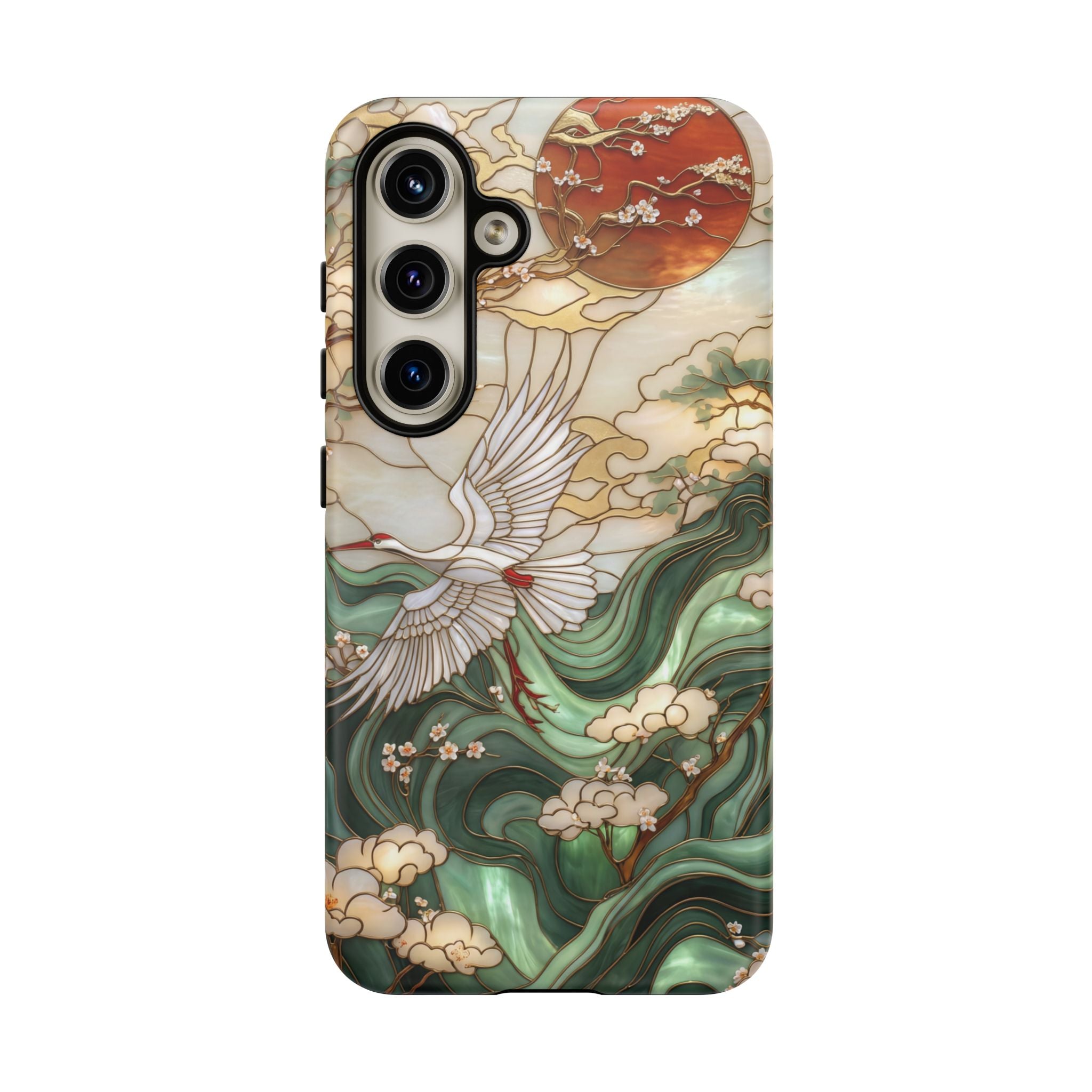 Cranes & Waves Protective Samsung Galaxy Case | Japanese-Inspired Art Phone Cover