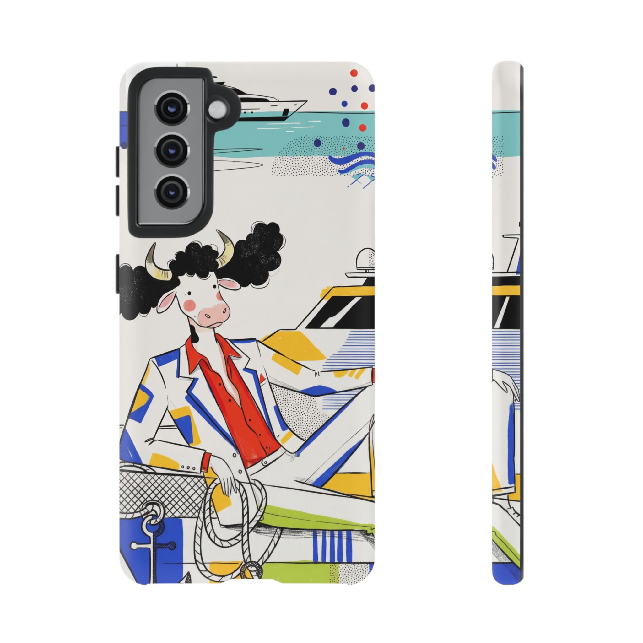Nautical Cow Graphic Protective Samsung Galaxy Phone Case