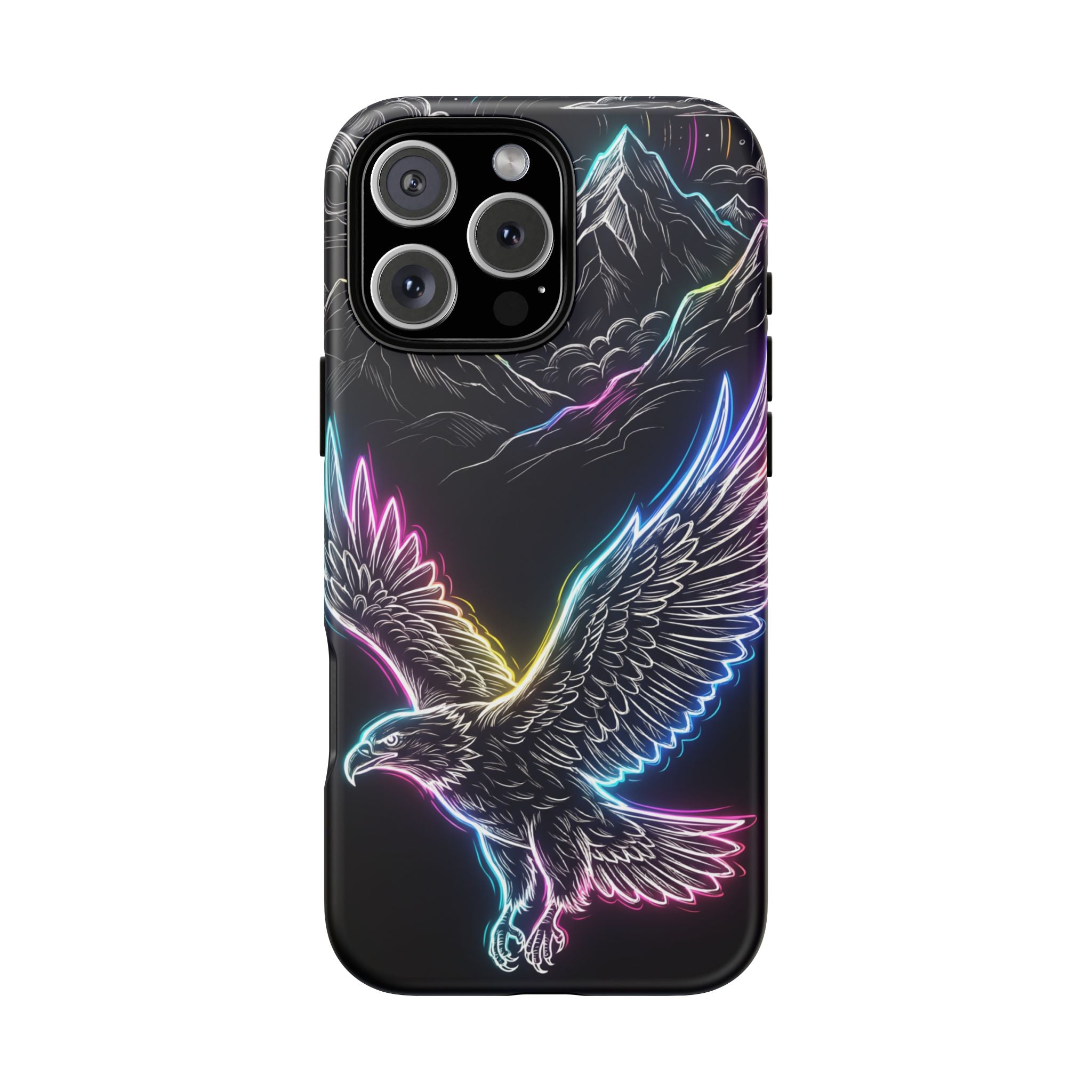 Neon Eagle iPhone Case with Mountain Design