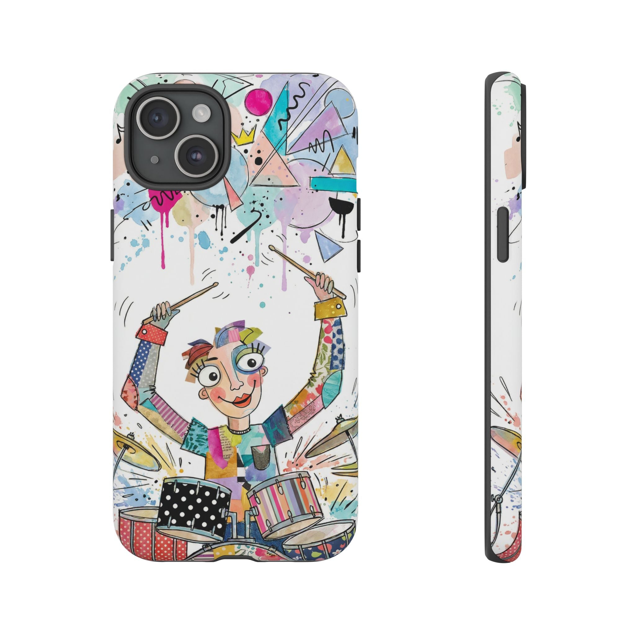 Drummer Boy iPhone Case | Colorful Cartoon Drum Kit Protective Cover