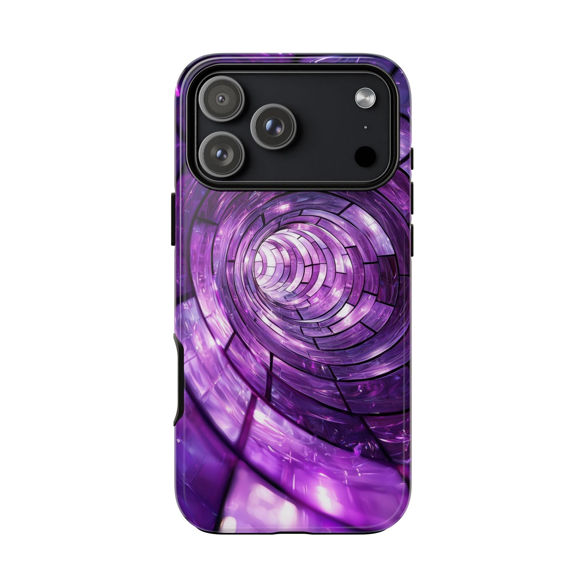 Purple Vortex Tough iPhone Case — Abstract Spiral Protective Cover