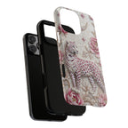 Cover iPhone "Luna Leopardata Floreale" | Custodia Protettiva Botanica Vintage Rosa