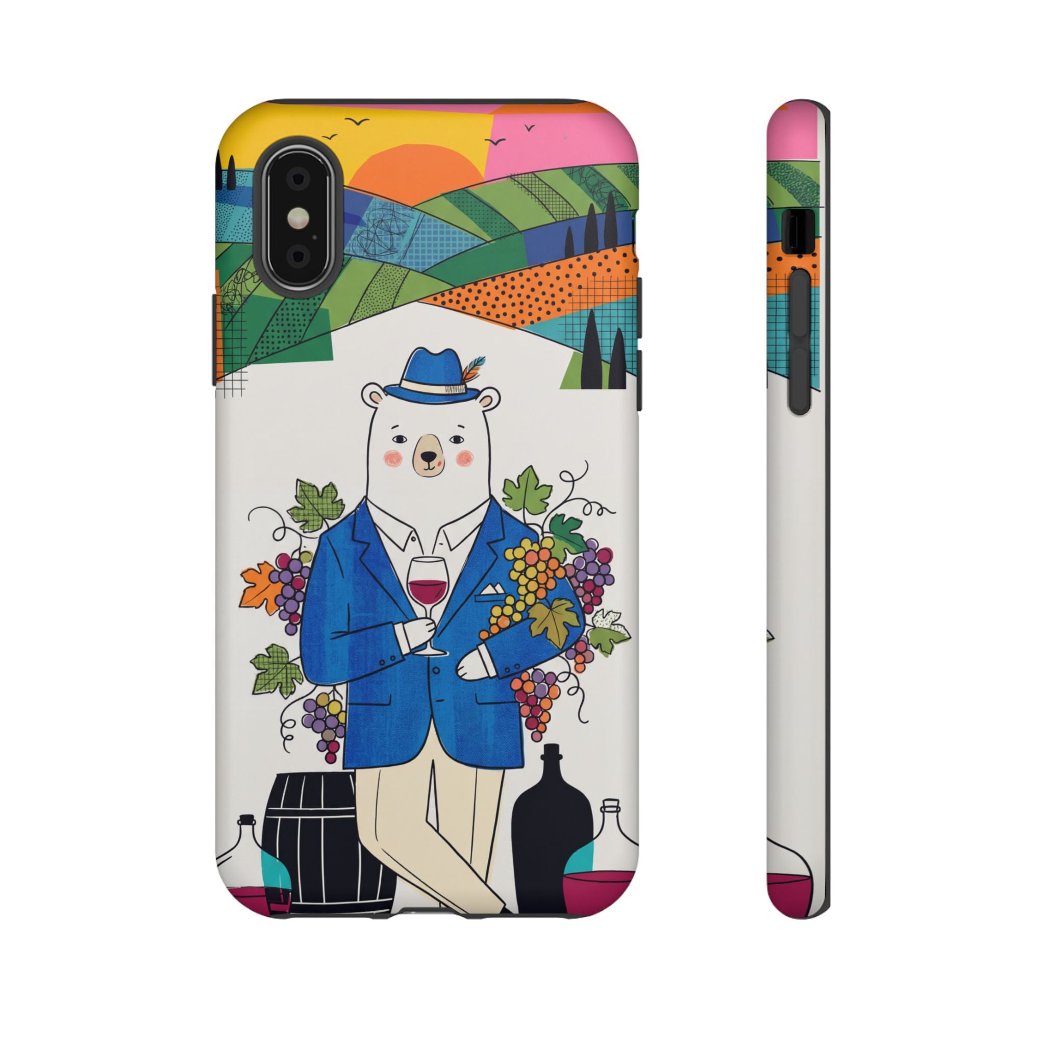 Dapper Polar Bear Wine Lover Illustrated Protective iPhone Case