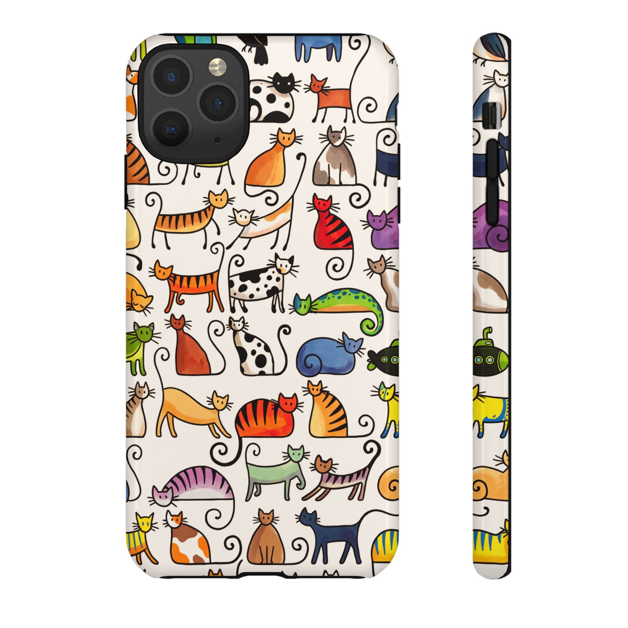 Cat Pattern Tough iPhone Case | Colourful Cartoon Cats