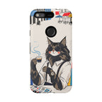 Cat Barista Google Pixel Phone Case | Cool Cat in Sunglasses Coffee Shop Design