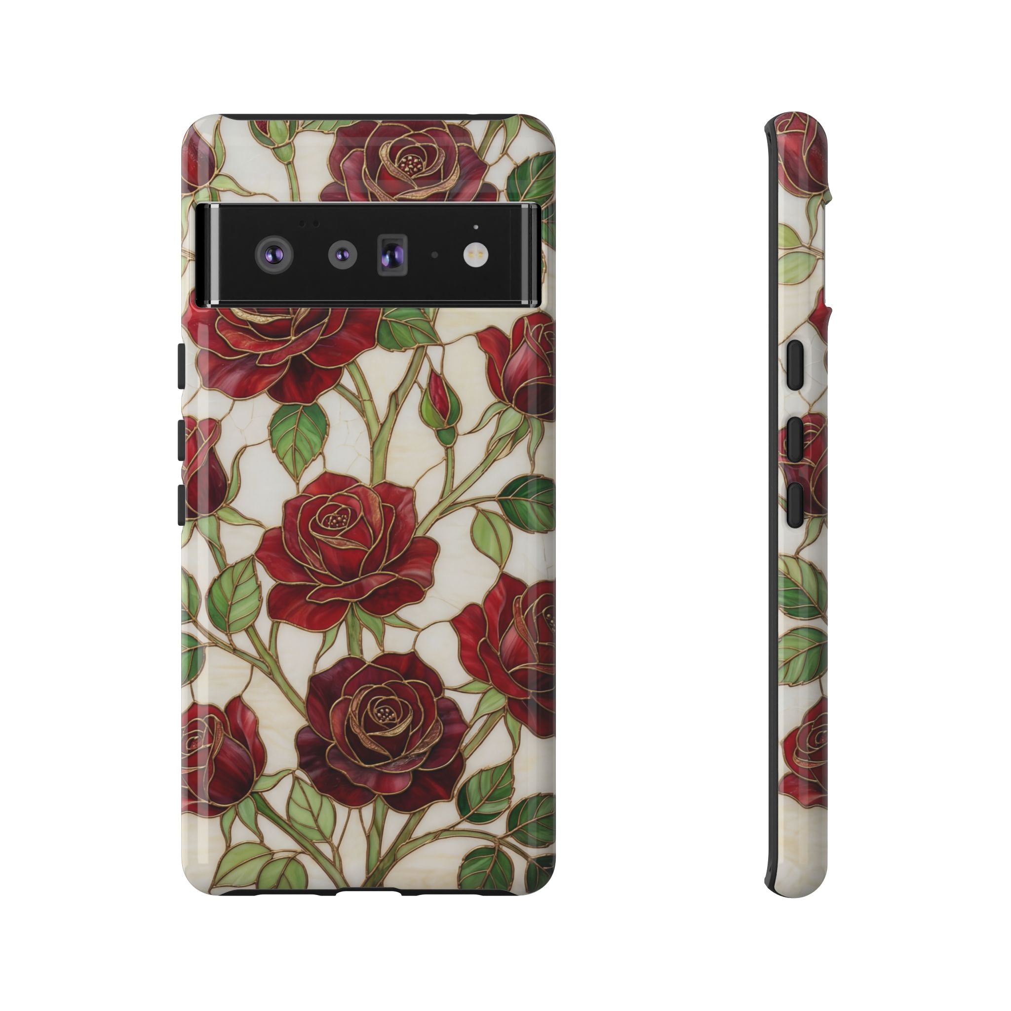 Red Rose Pattern Vintage Floral Tough Google Pixel Case