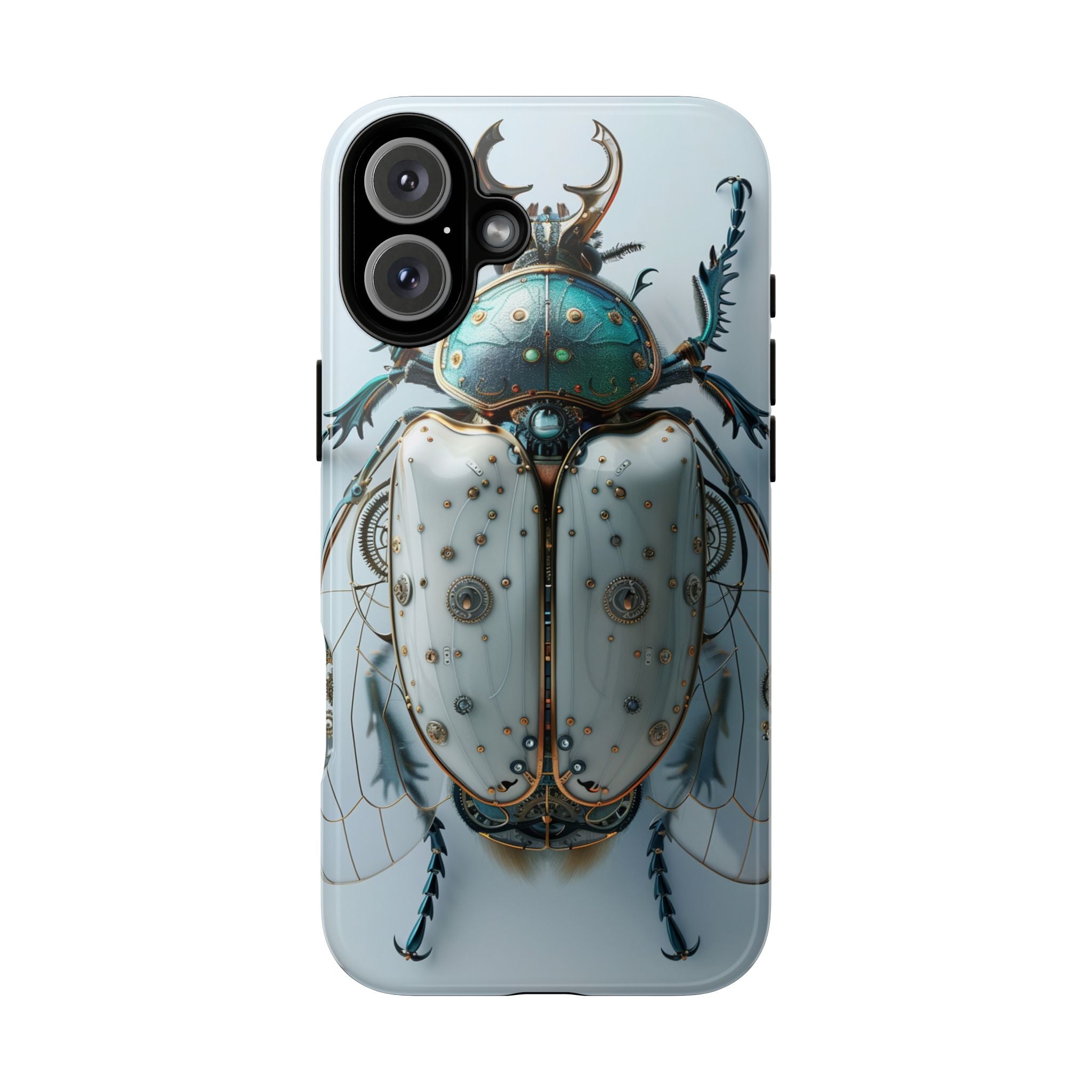 Steampunk White Beetle Protective Tough iPhone Case
