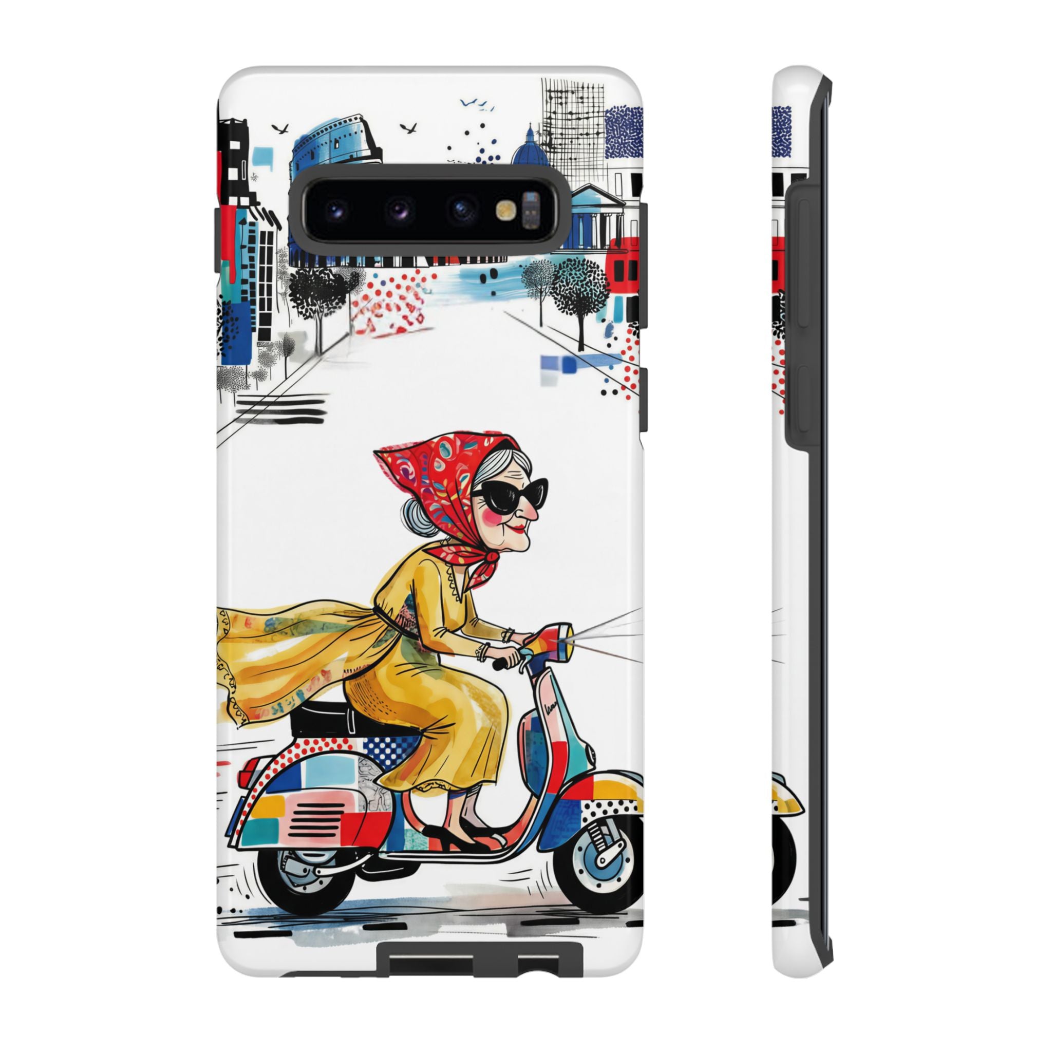 Vintage Vespa Granny Samsung Galaxy Phone Case | Retro Scooter Travel iPhone Cover