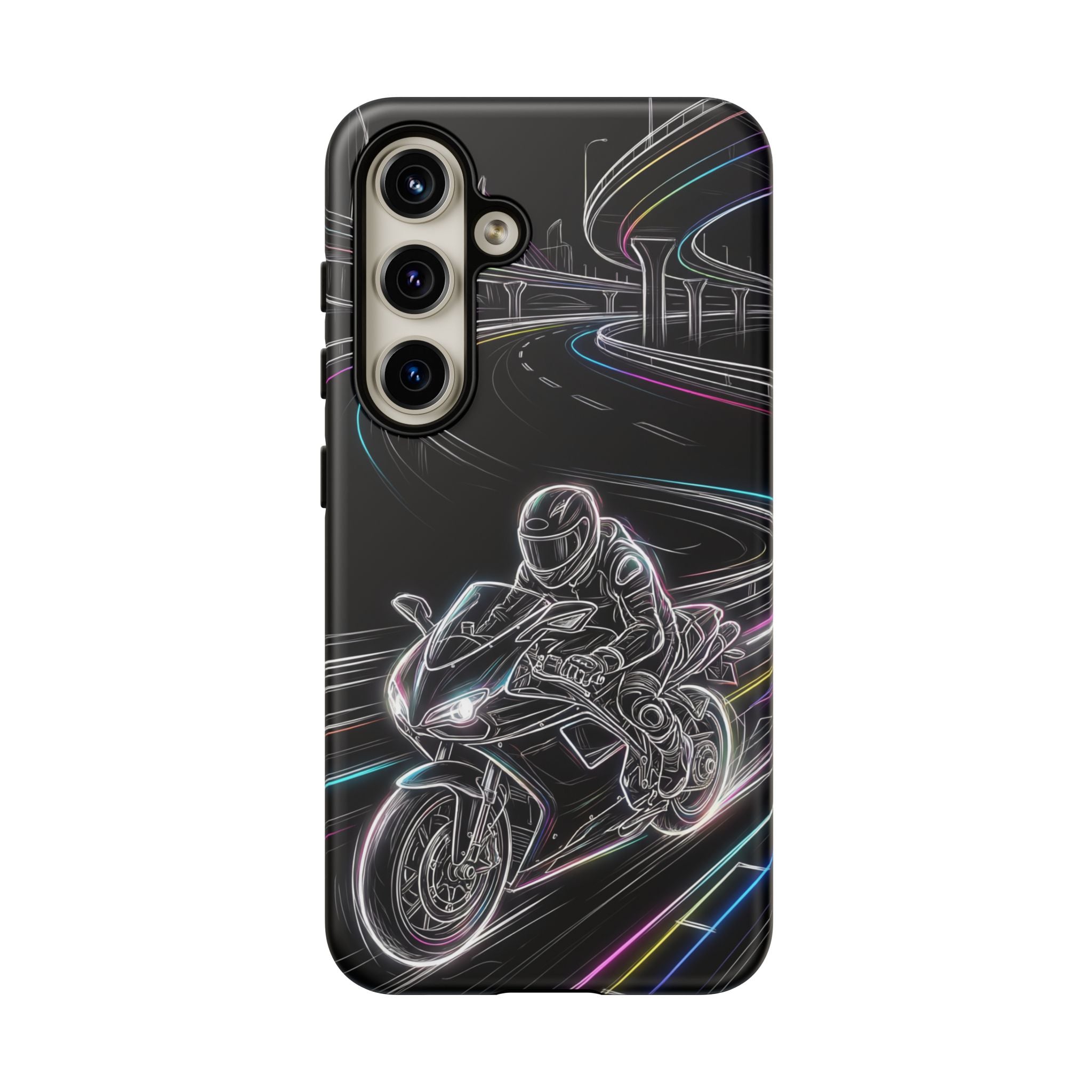 Neon Night Rider Samsung Galaxy Phone Case | Motorcycle Racing Protective Cover