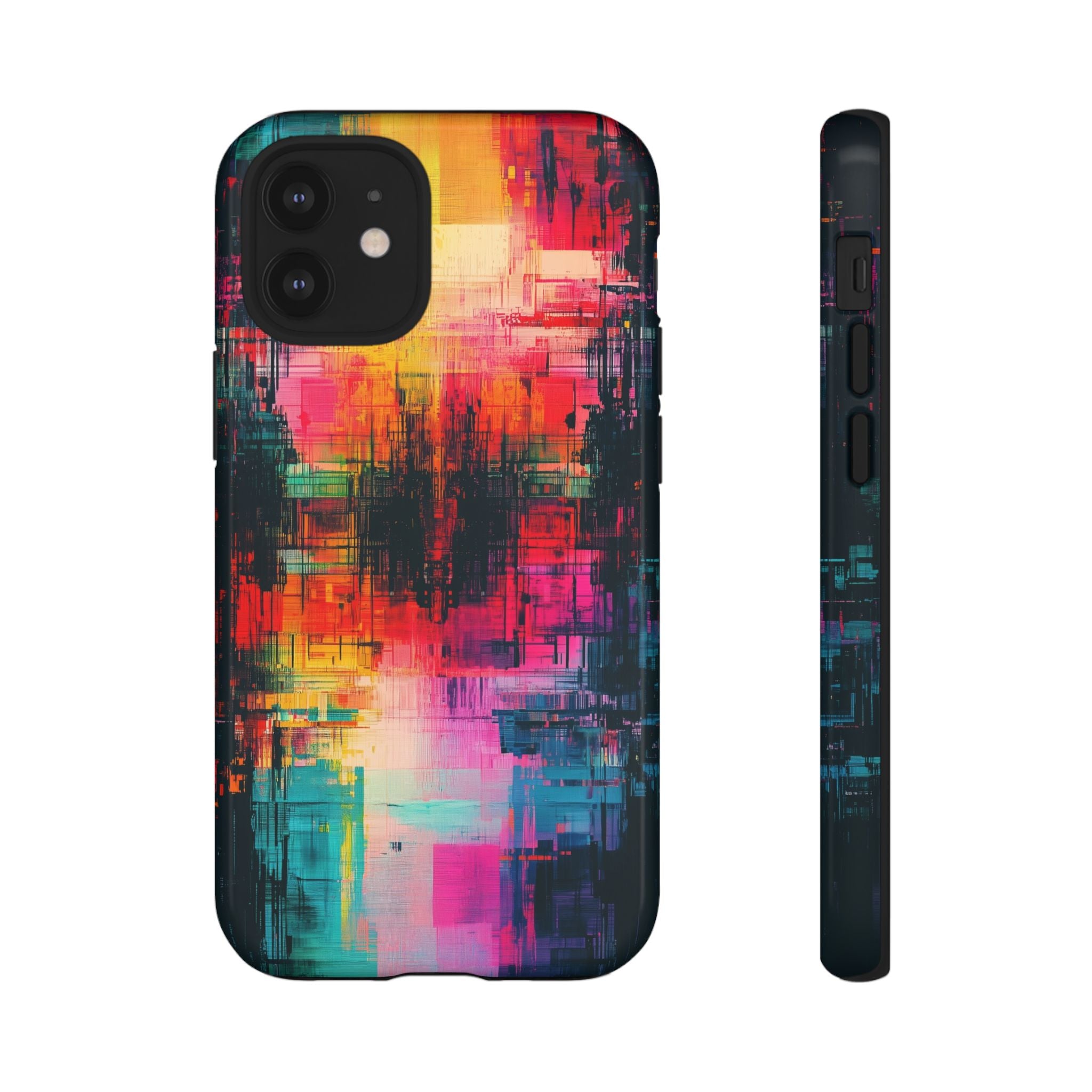 Abstract Neon Glitch Art Tough iPhone Case
