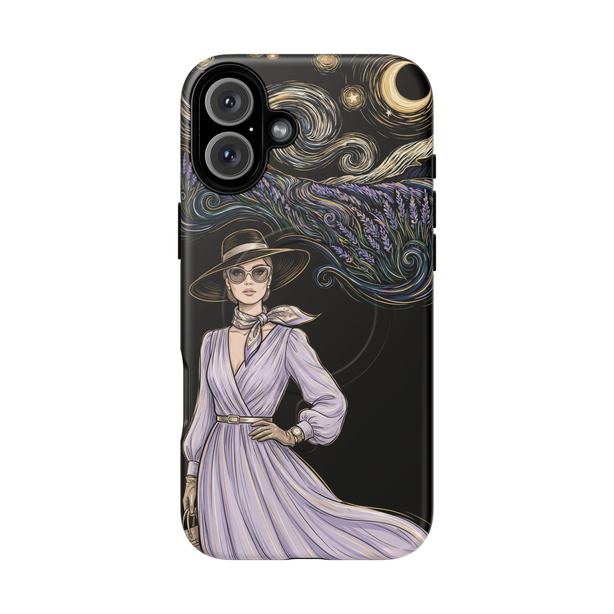 Starry Night Lavender Woman MagSafe iPhone Case | Artistic Protective Tough Case